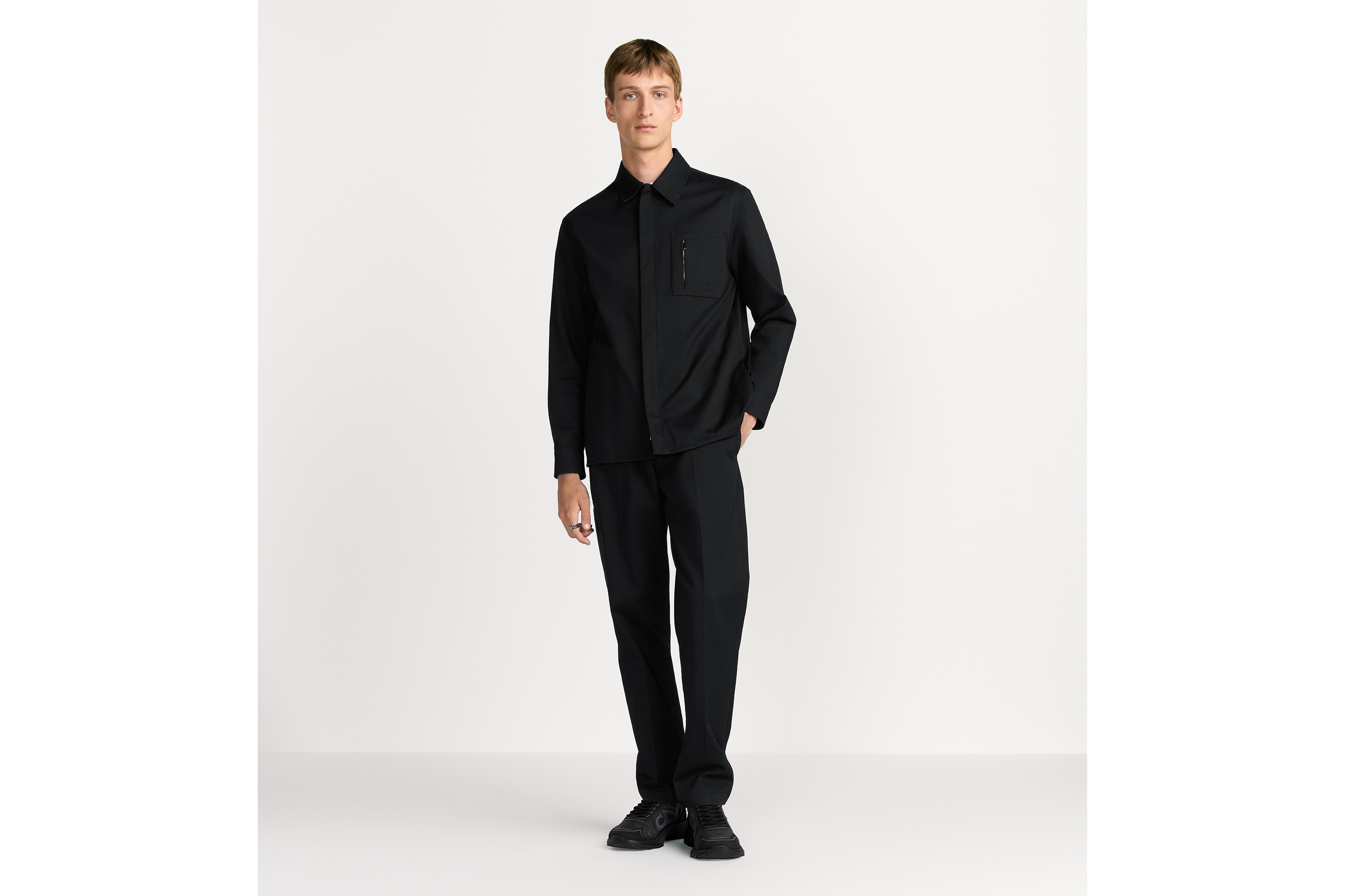 look_image_alt_prefix 拉链衬衫 黑色棉质华达呢 CD Icon 刺绣 E02