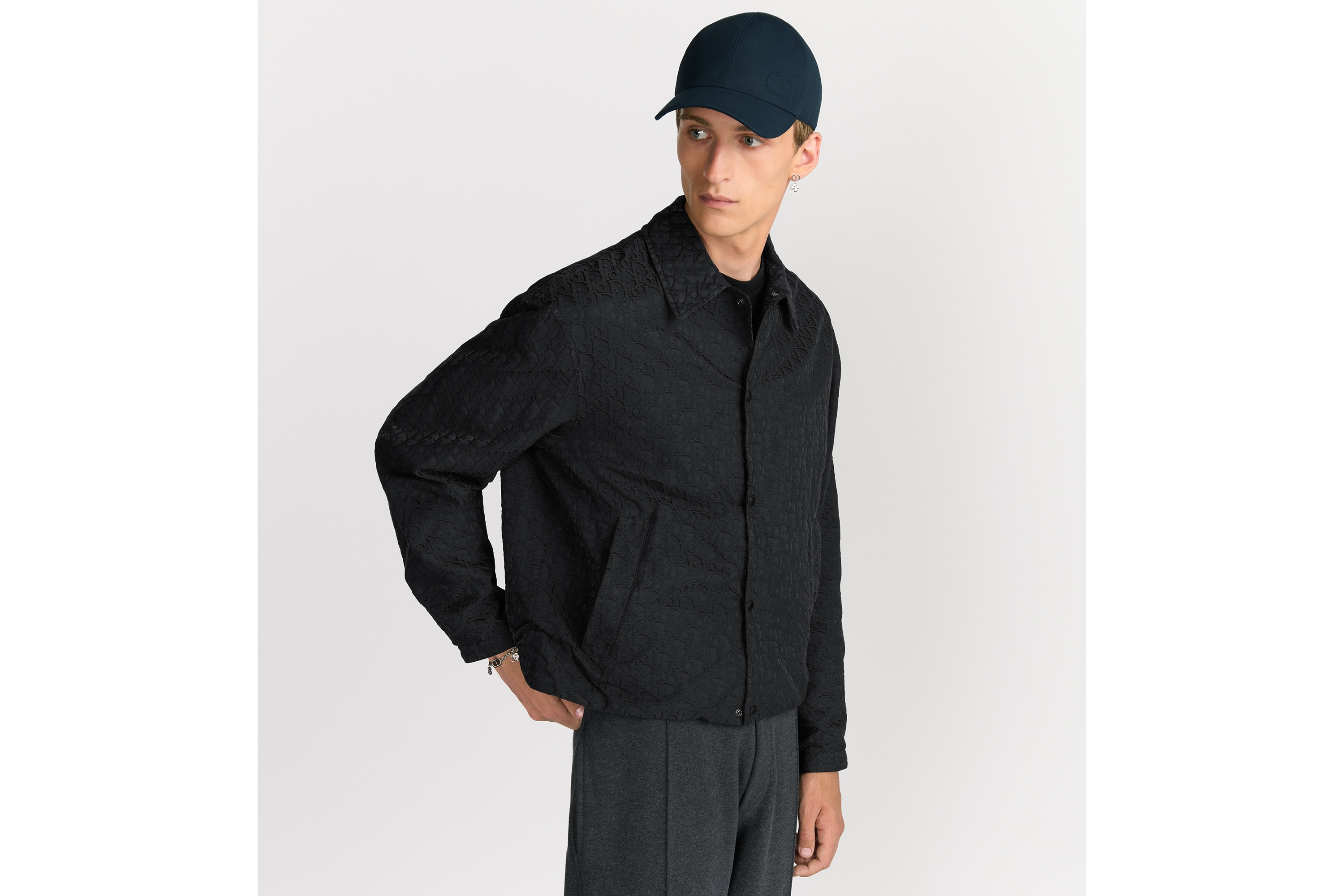 短夹克 深灰色棉质混纺面料 Oblique 印花 E01