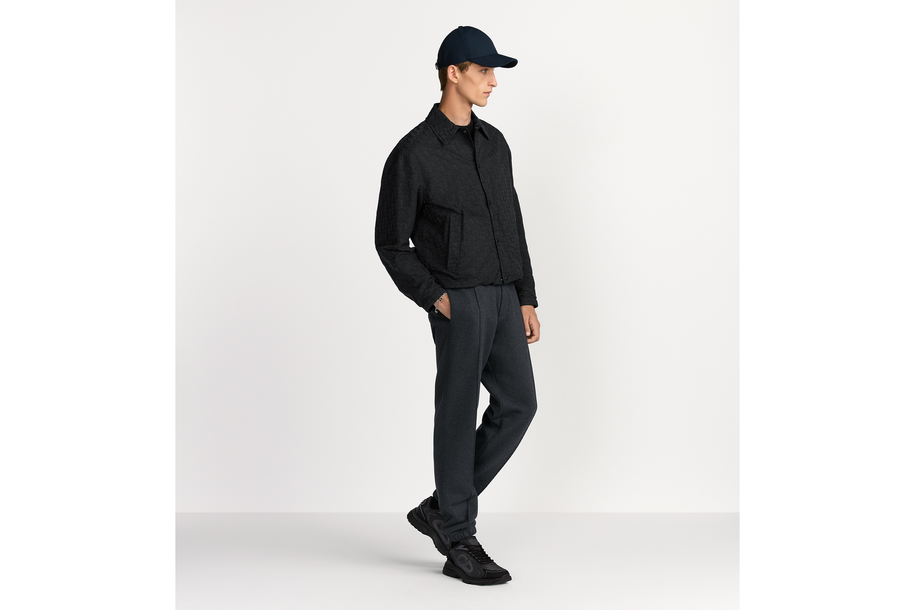 运动长裤 深灰色棉质起绒面料 CD Icon 刺绣 E02