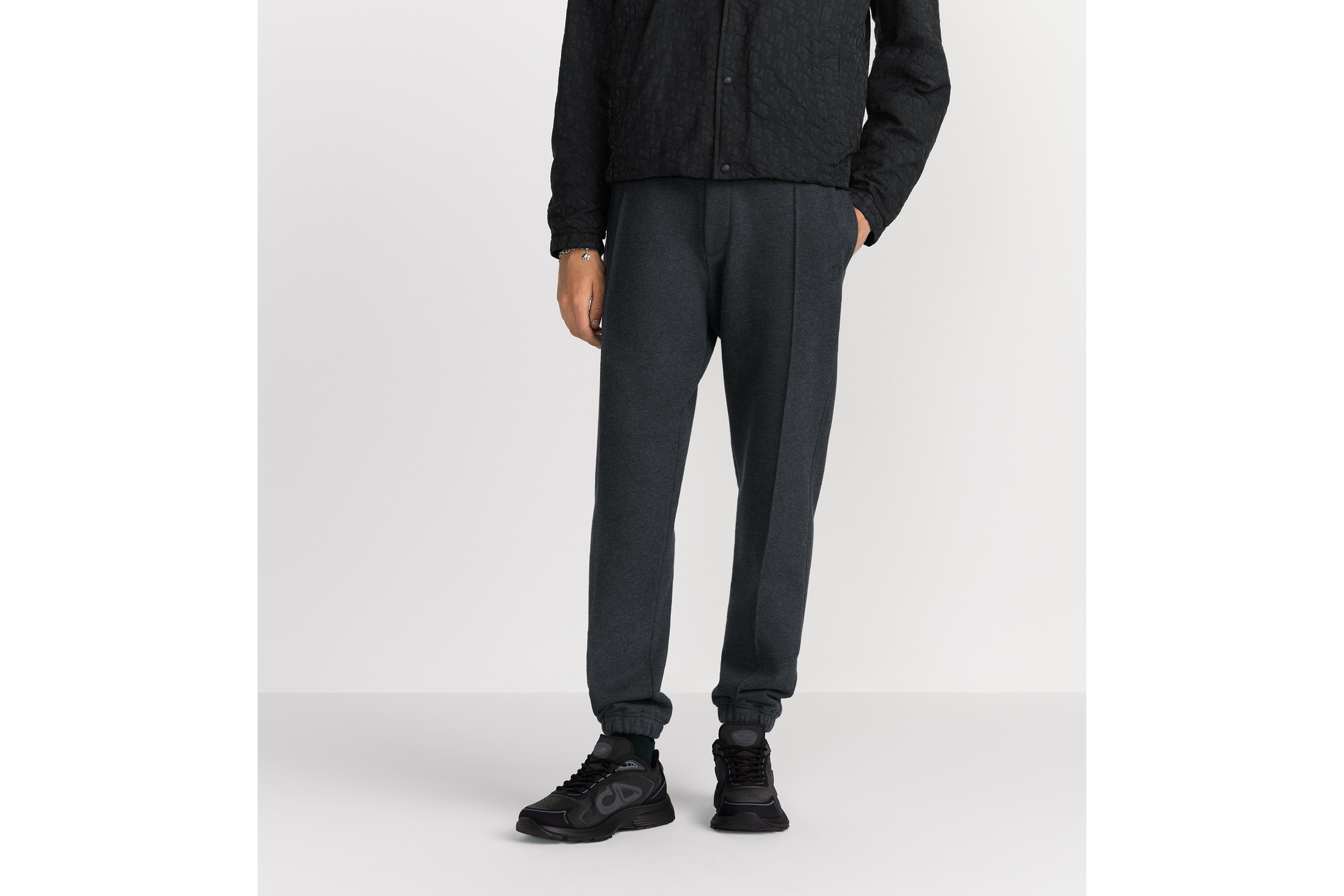 运动长裤 深灰色棉质起绒面料 CD Icon 刺绣 E13