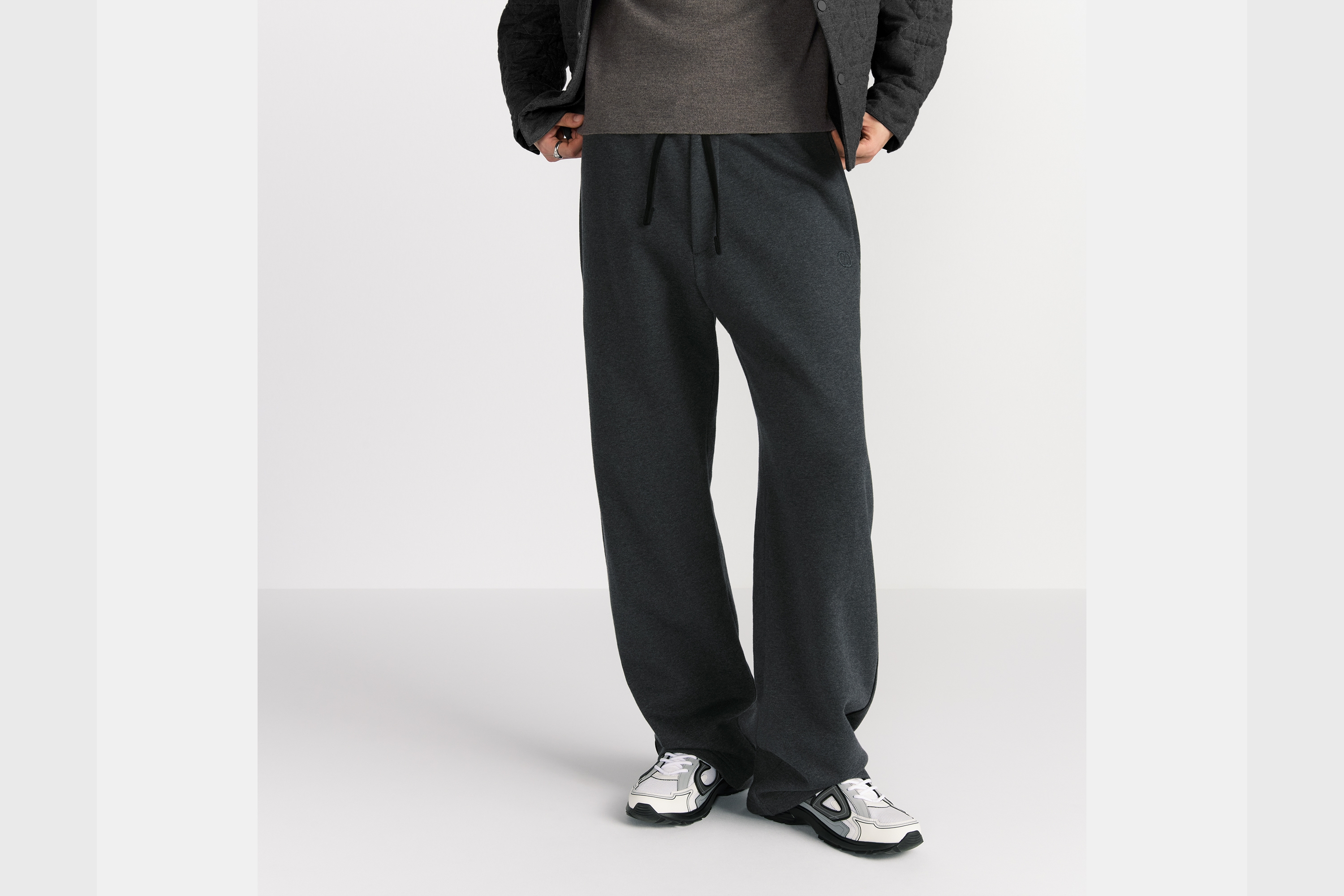 运动长裤 黑色棉质起绒面料 CD Icon 刺绣 E13