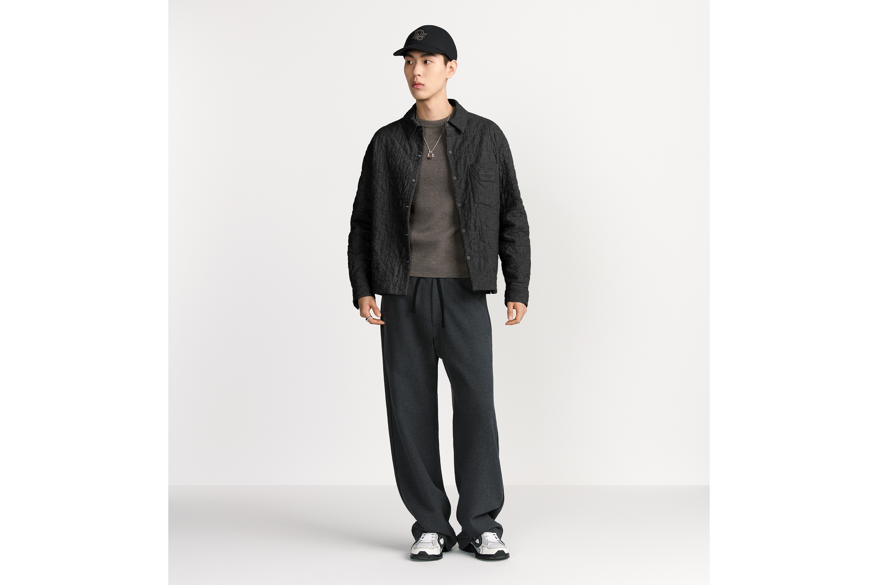 运动长裤 黑色棉质起绒面料 CD Icon 刺绣 E14