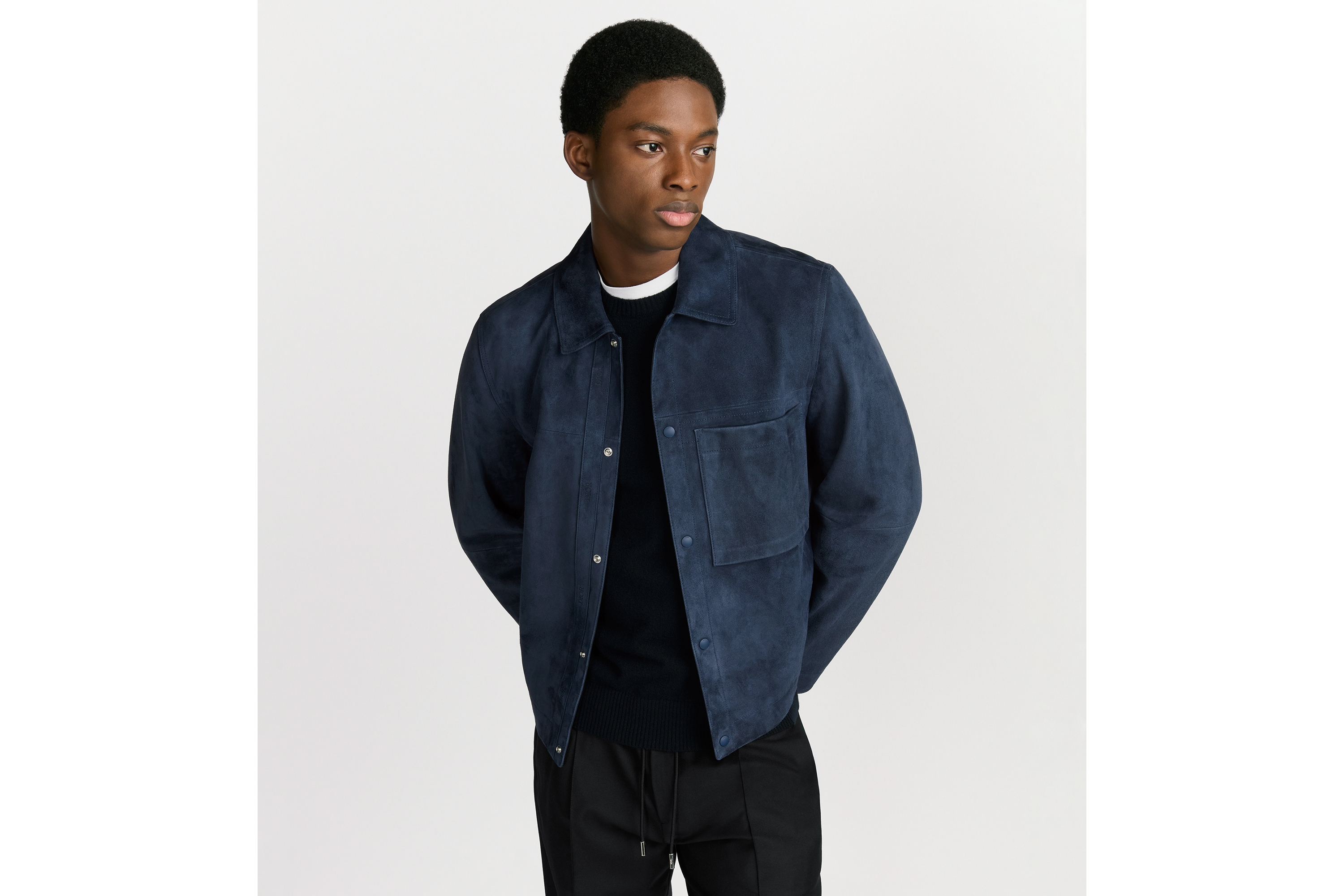 短夹克 海军蓝色羊皮革 E01