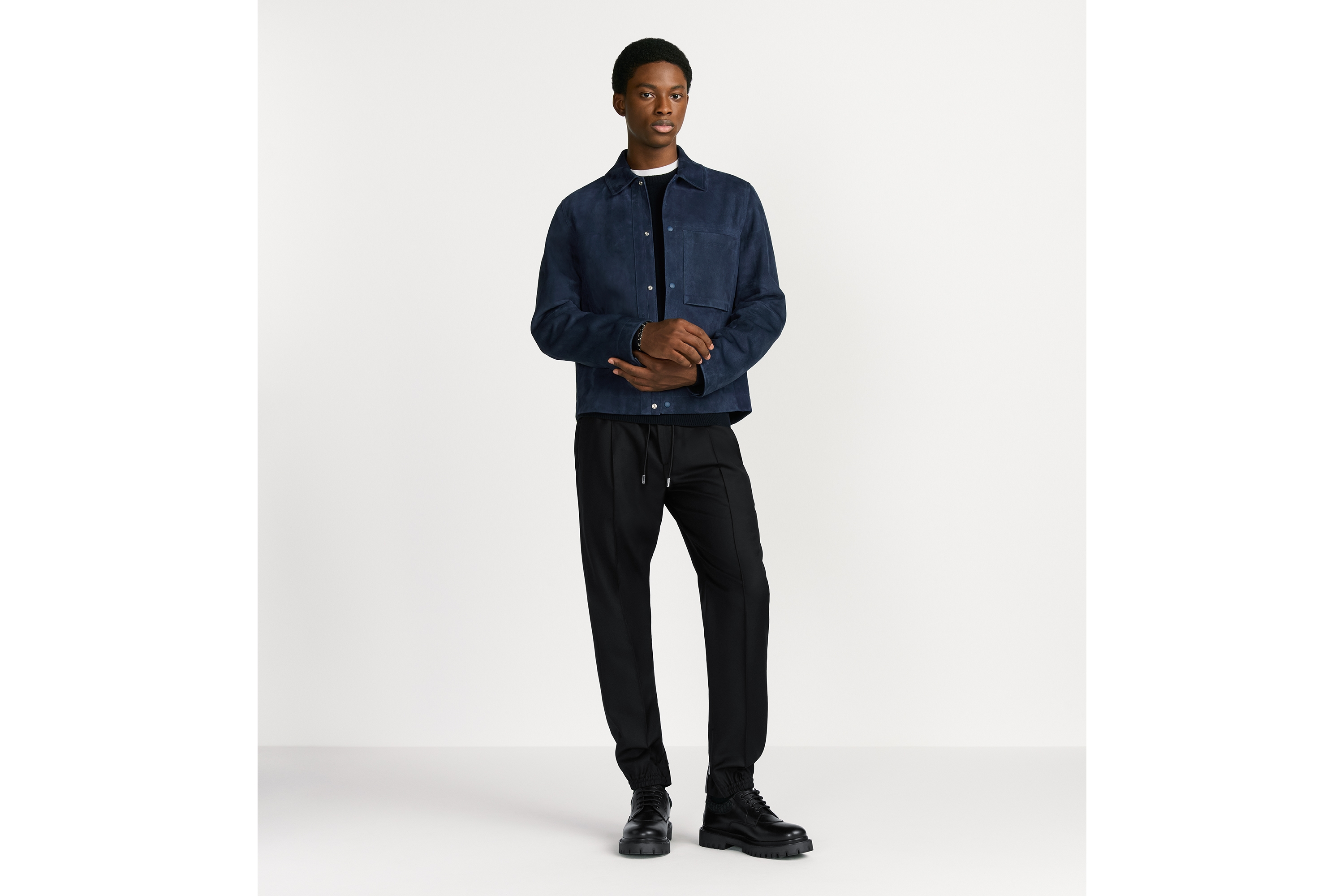 短夹克 海军蓝色羊皮革 E02