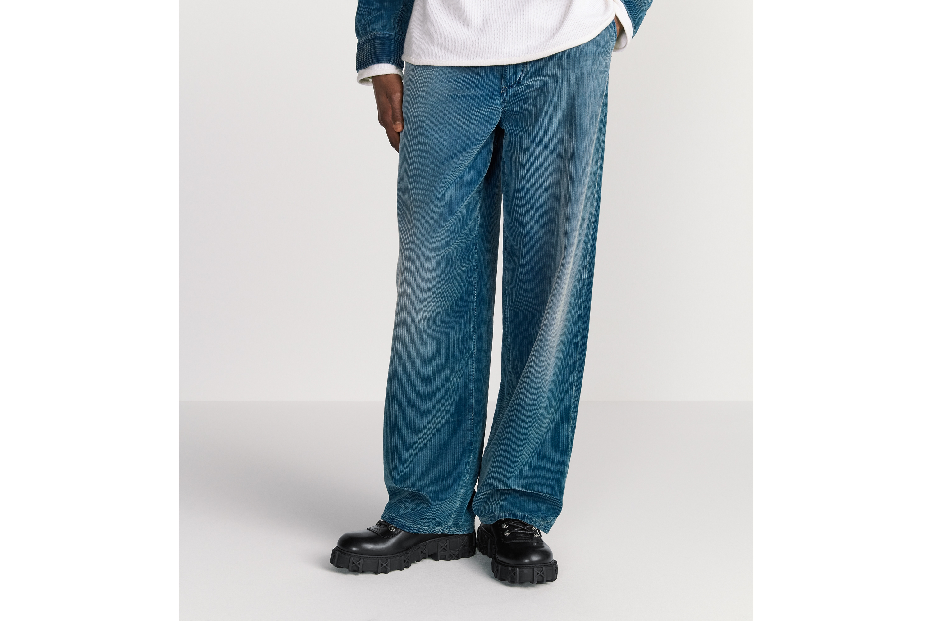 长裤 深蓝色棉质灯芯绒 E13