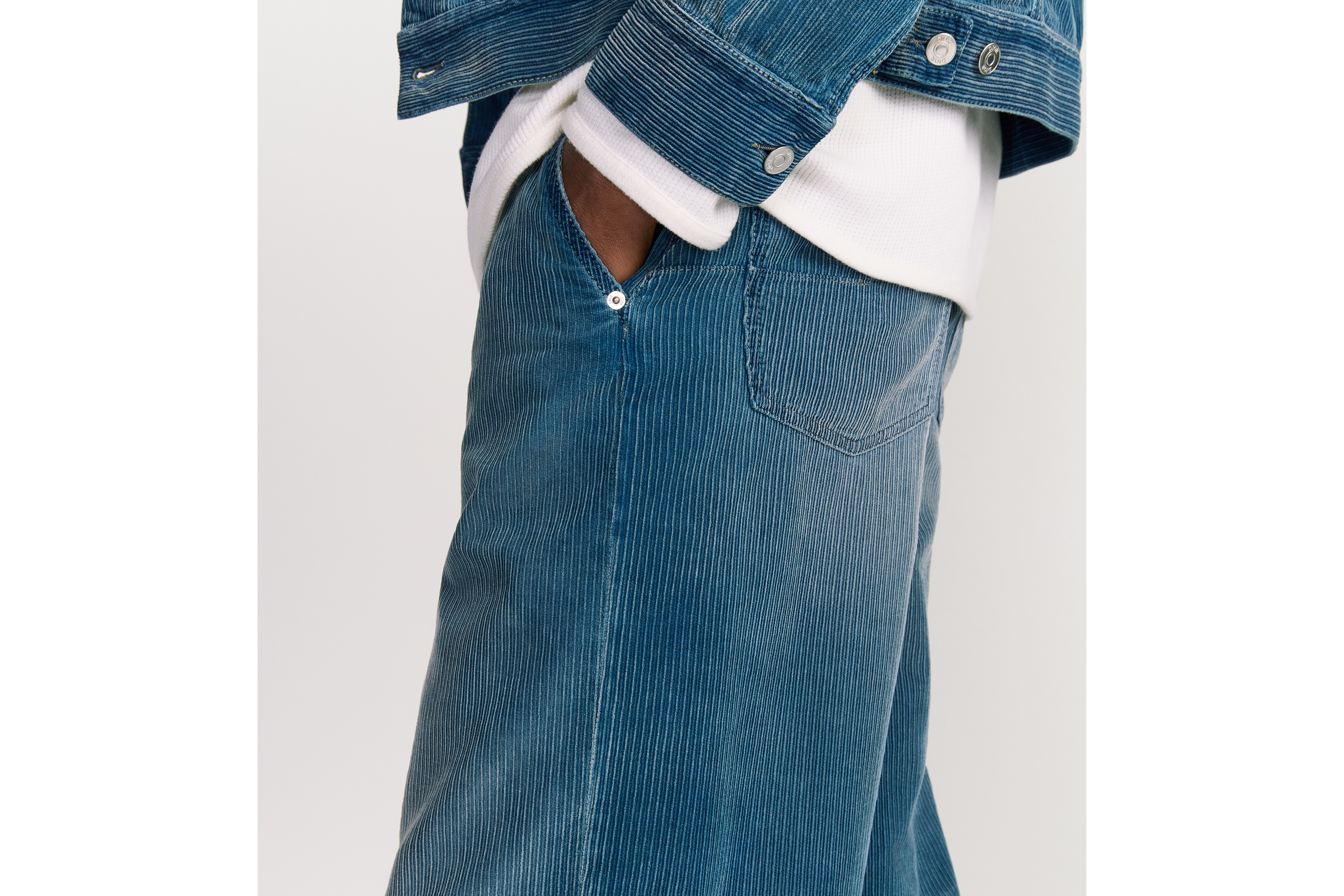 长裤 深蓝色棉质灯芯绒 E16