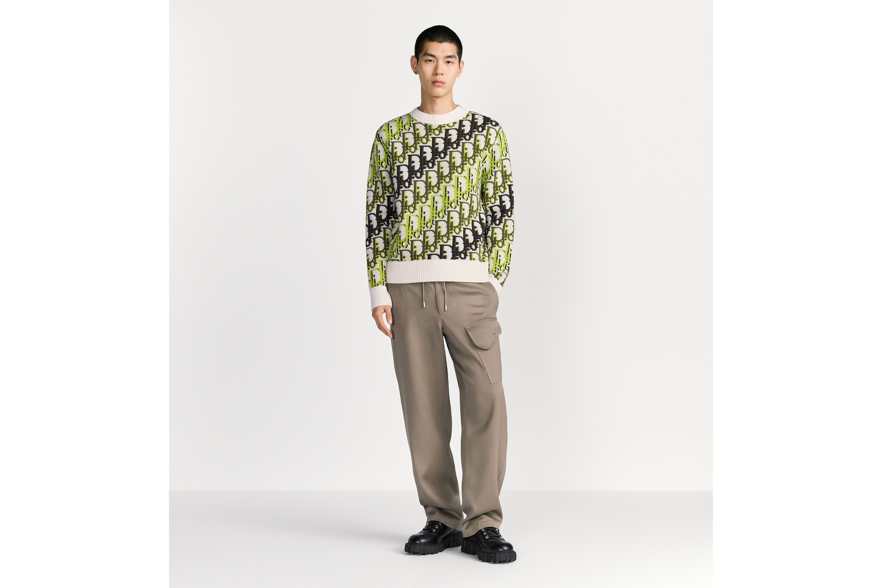 针织衫 白色绵羊毛面料 Oblique 印花 E02