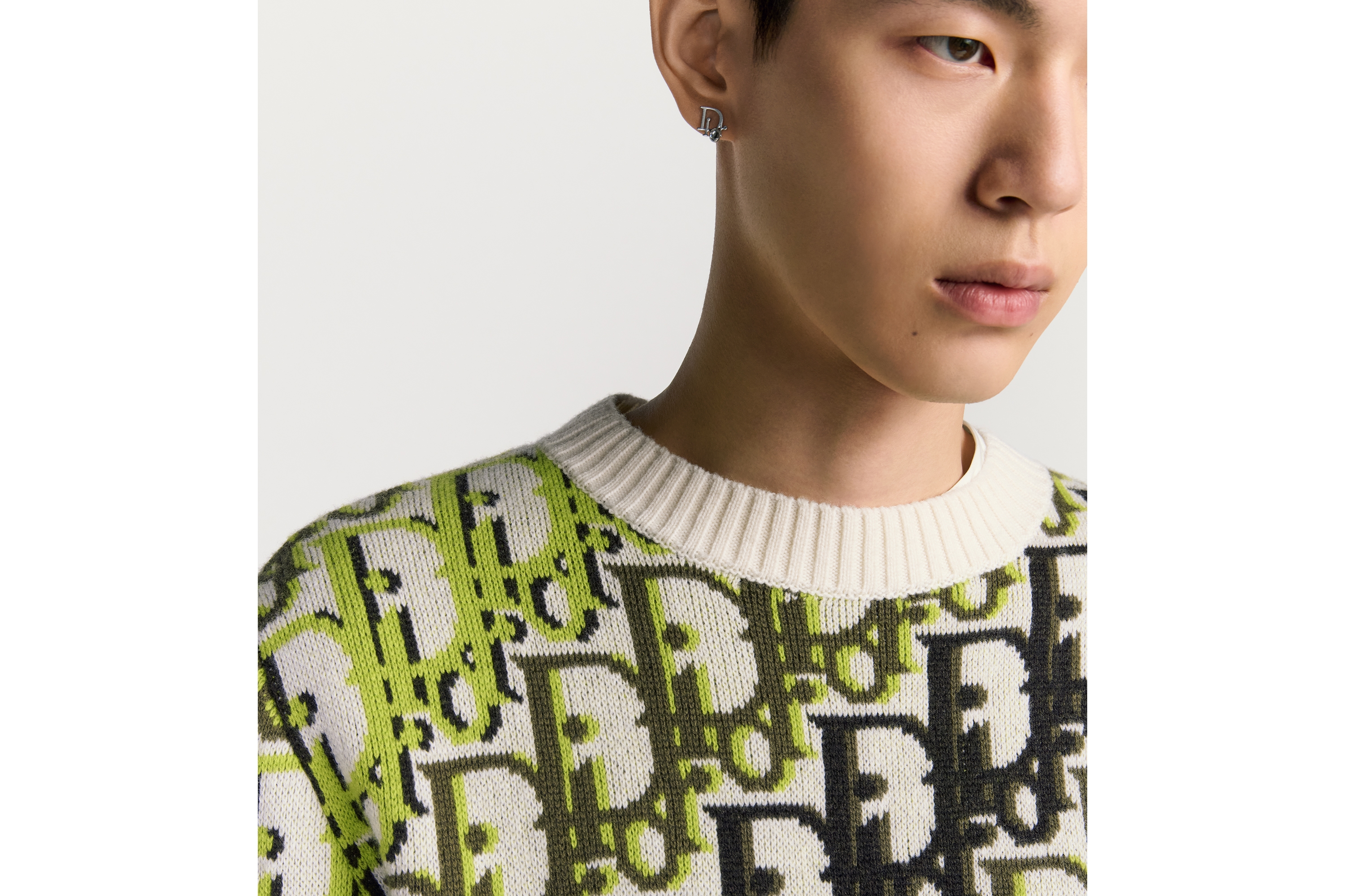 针织衫 白色绵羊毛面料 Oblique 印花 E04