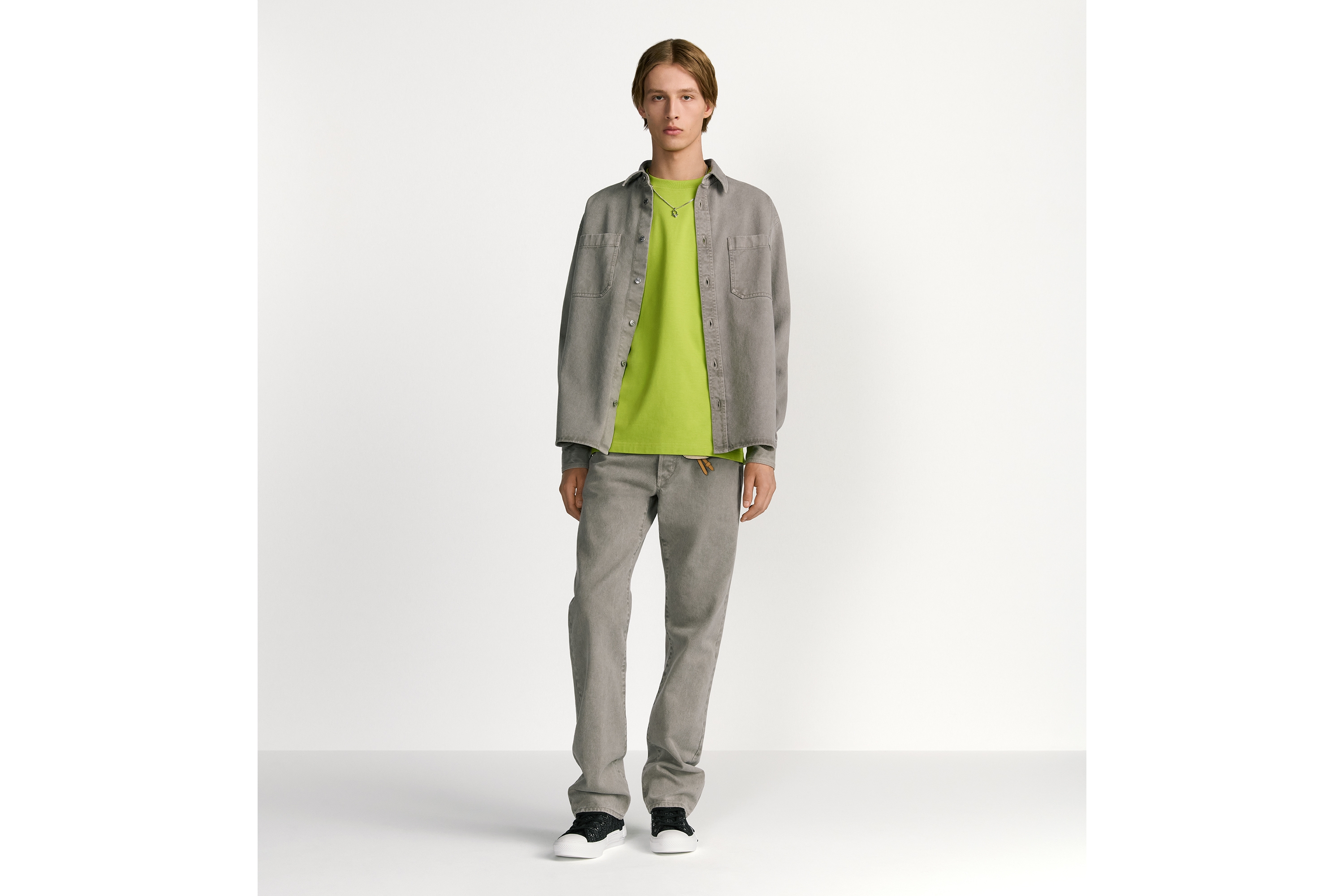 外套衬衫 灰色棉质斜纹面料 E02