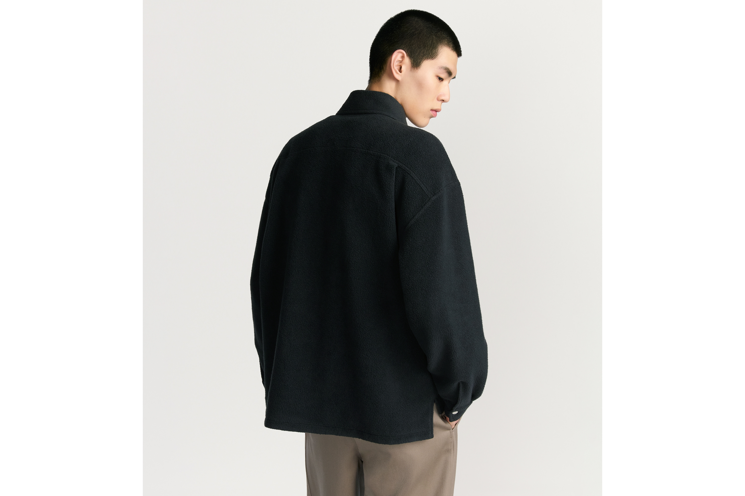 拉链外套衬衫 海军蓝色棉质混纺起绒面料 Christian Dior Couture 标志 E03