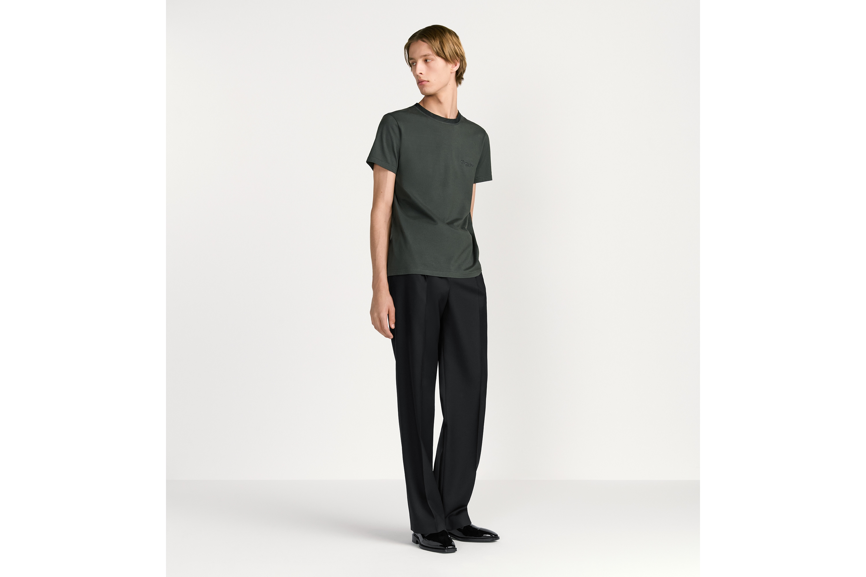 常规版型 T 恤 灰色棉质平纹针织面料 Christian Dior Couture 刺绣 E08