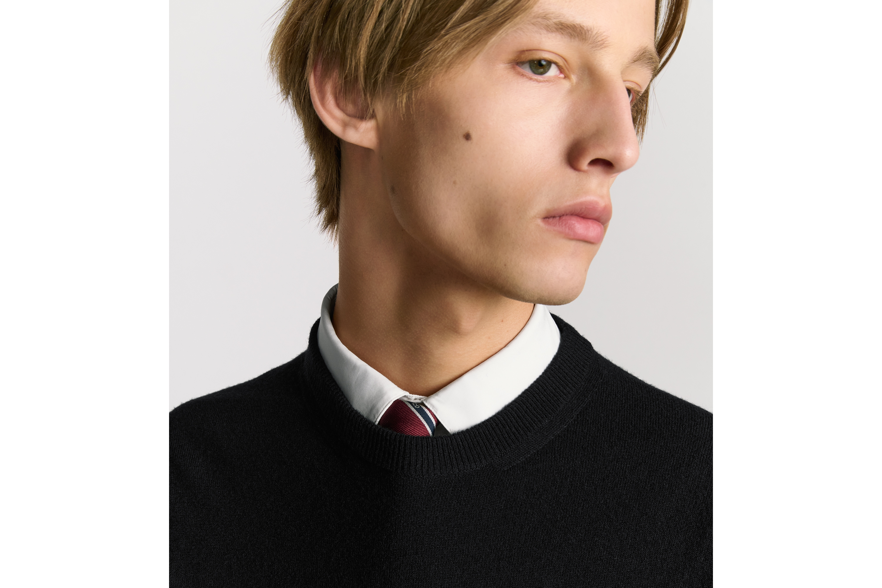 针织衫 黑色绵羊毛和山羊绒混纺针织面料 CD Box 标志 E04