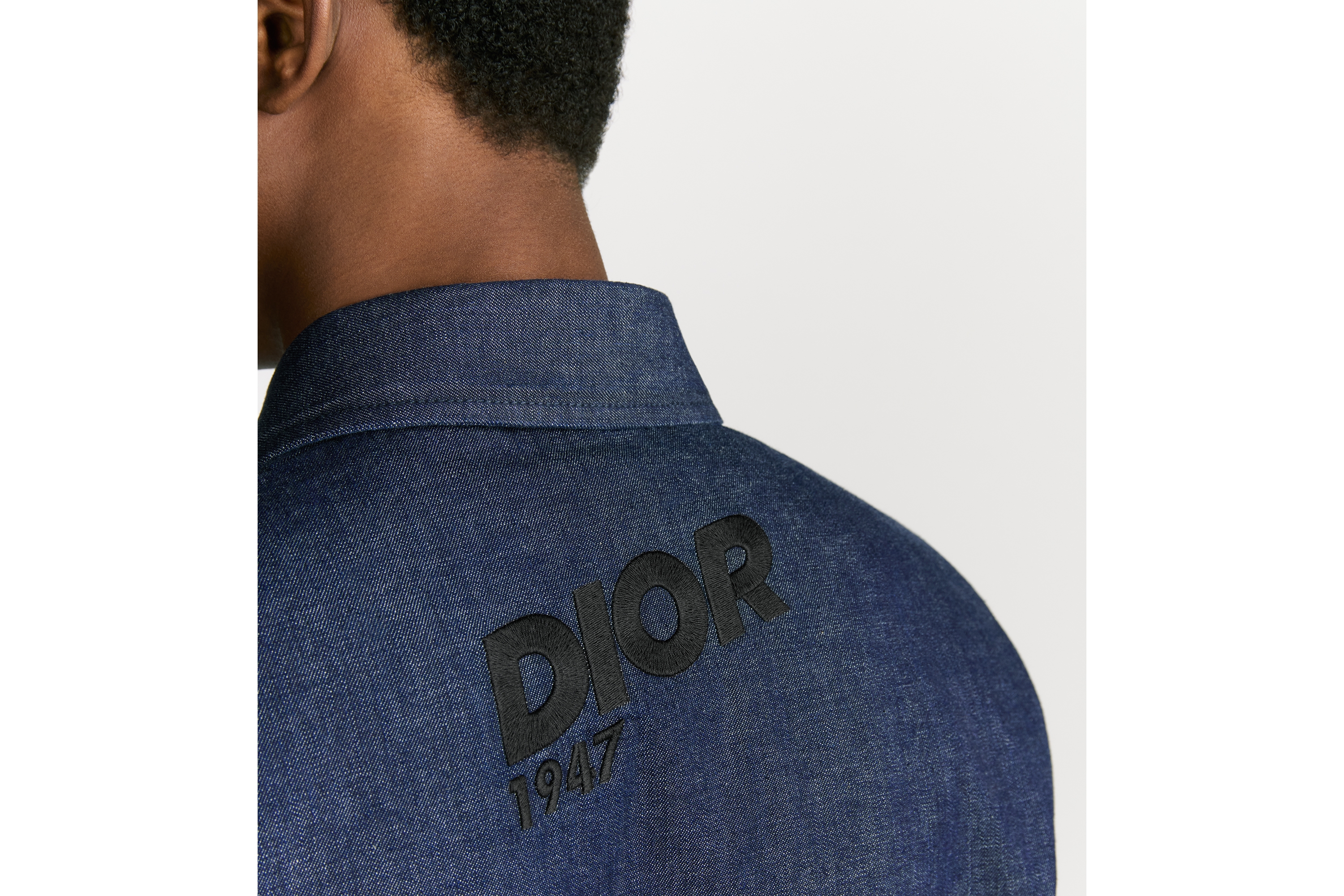 拉链外套衬衫 蓝色棉质牛仔面料 Dior Mountain 刺绣 E03