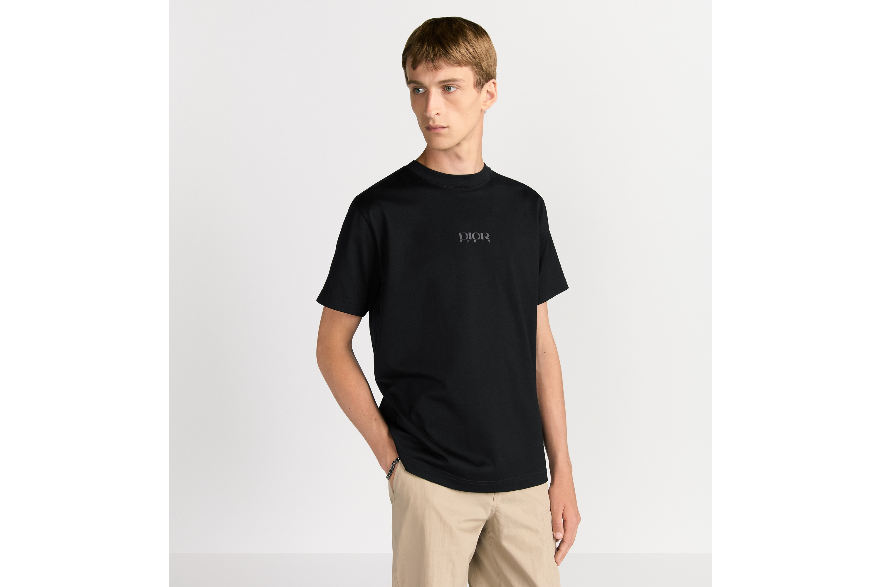 宽松版型 T 恤 黑色棉质平纹针织面料 DIOR AND DESCENTE 图案 E07