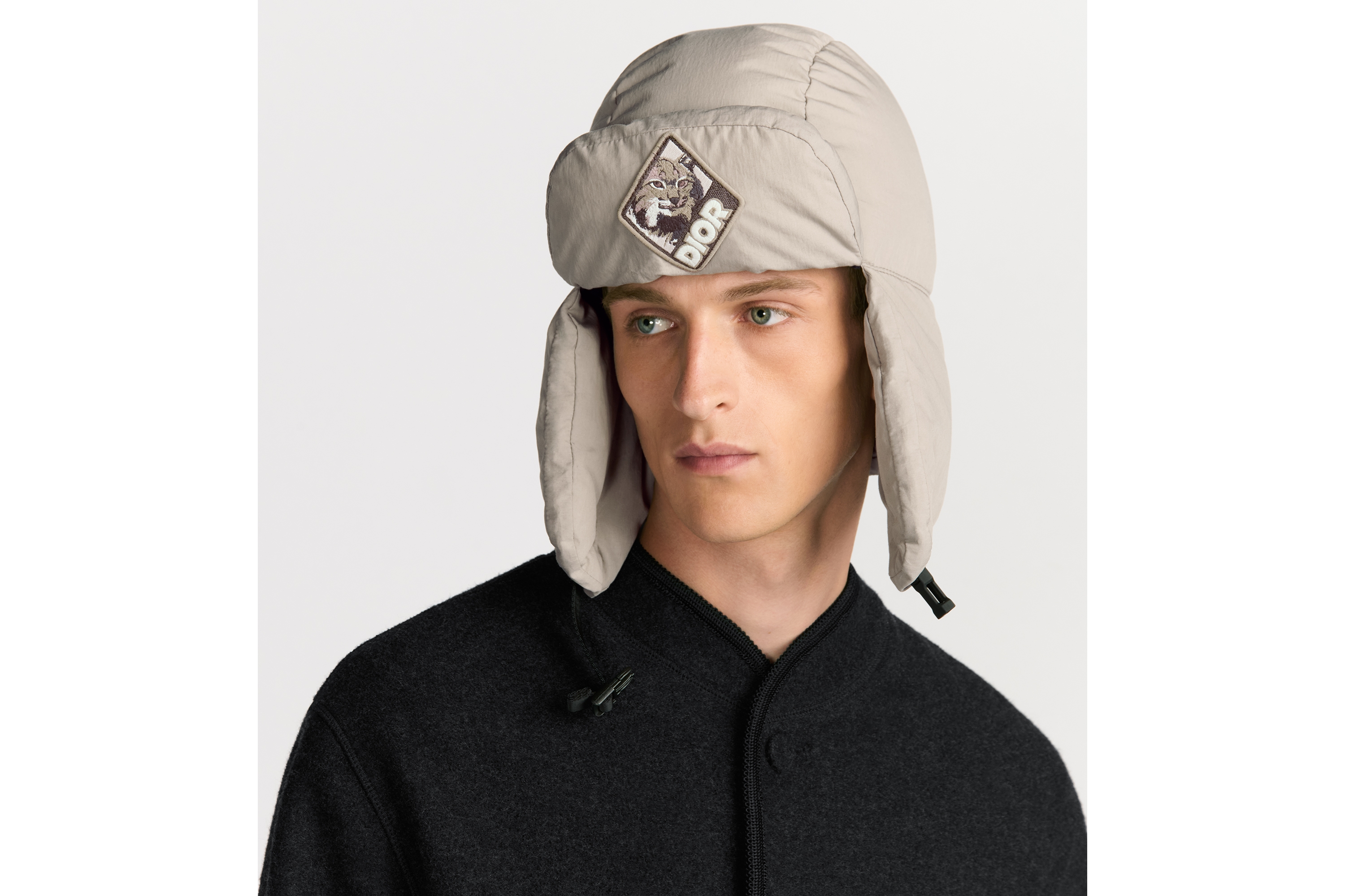 护耳帽 米色绗缝棉质混纺面料 Dior Mountain 补丁 E26