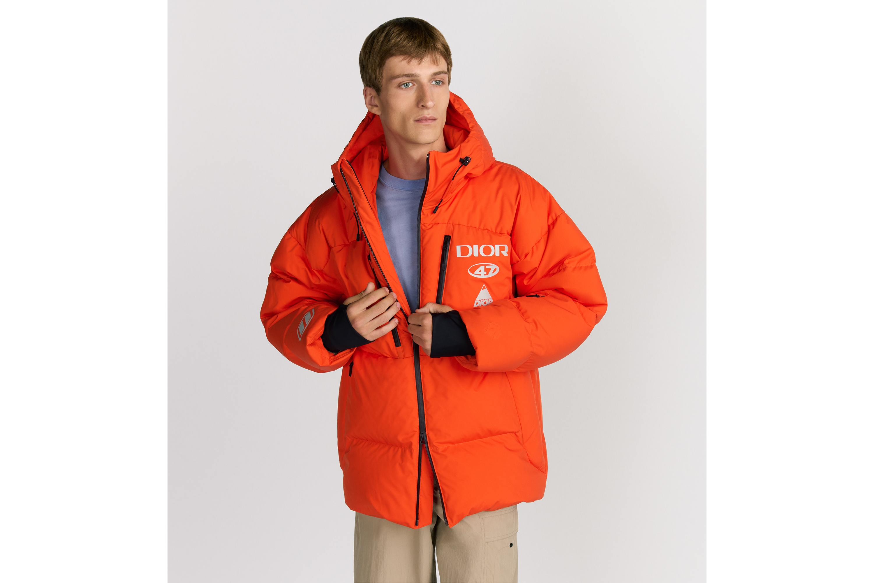 连帽羽绒夹克 橙色科技面料 DIOR AND DESCENTE 图案 E01