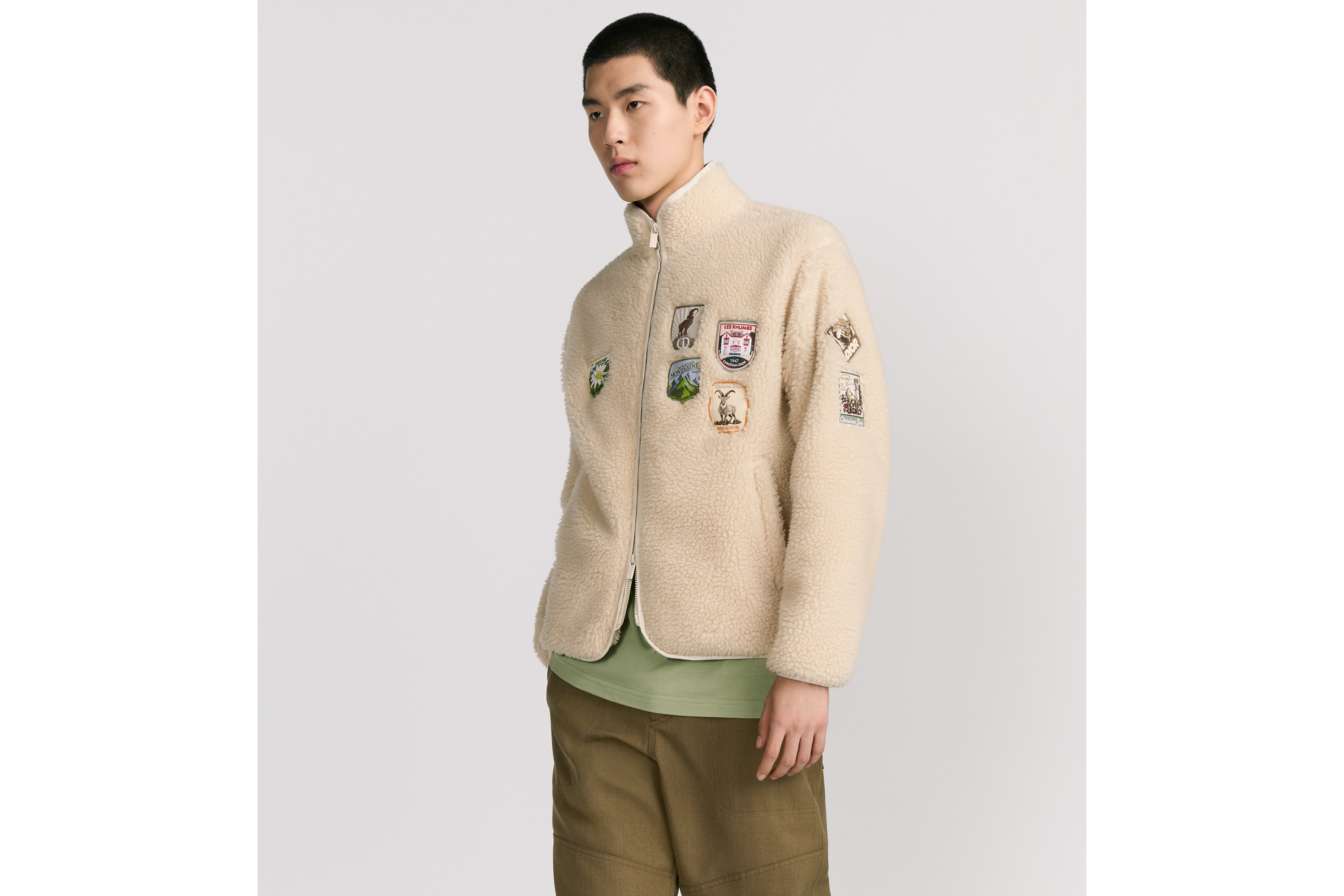 起绒衣 象牙色起绒科技面料 Dior Mountain 刺绣 E01