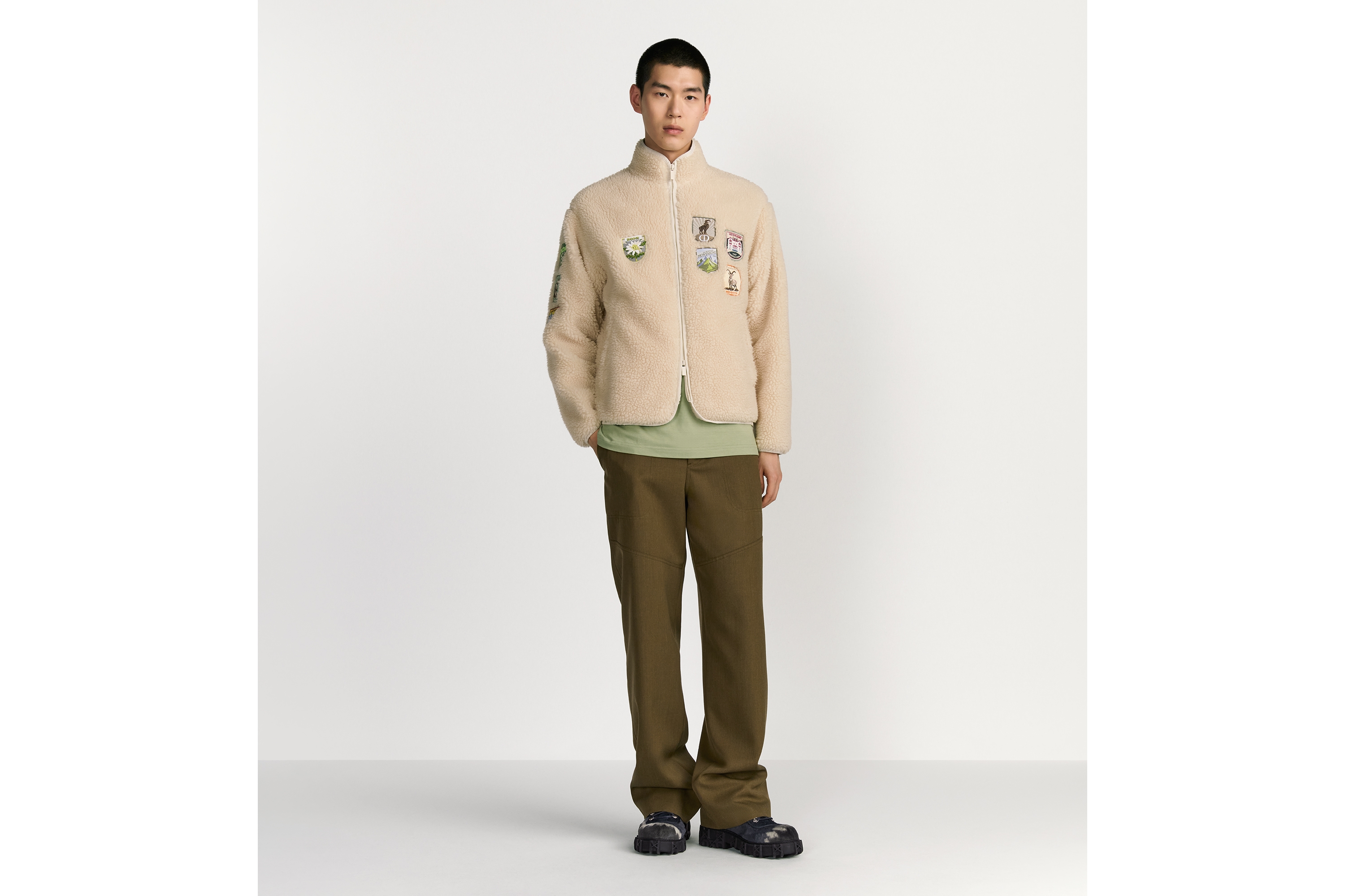 起绒衣 象牙色起绒科技面料 Dior Mountain 刺绣 E02