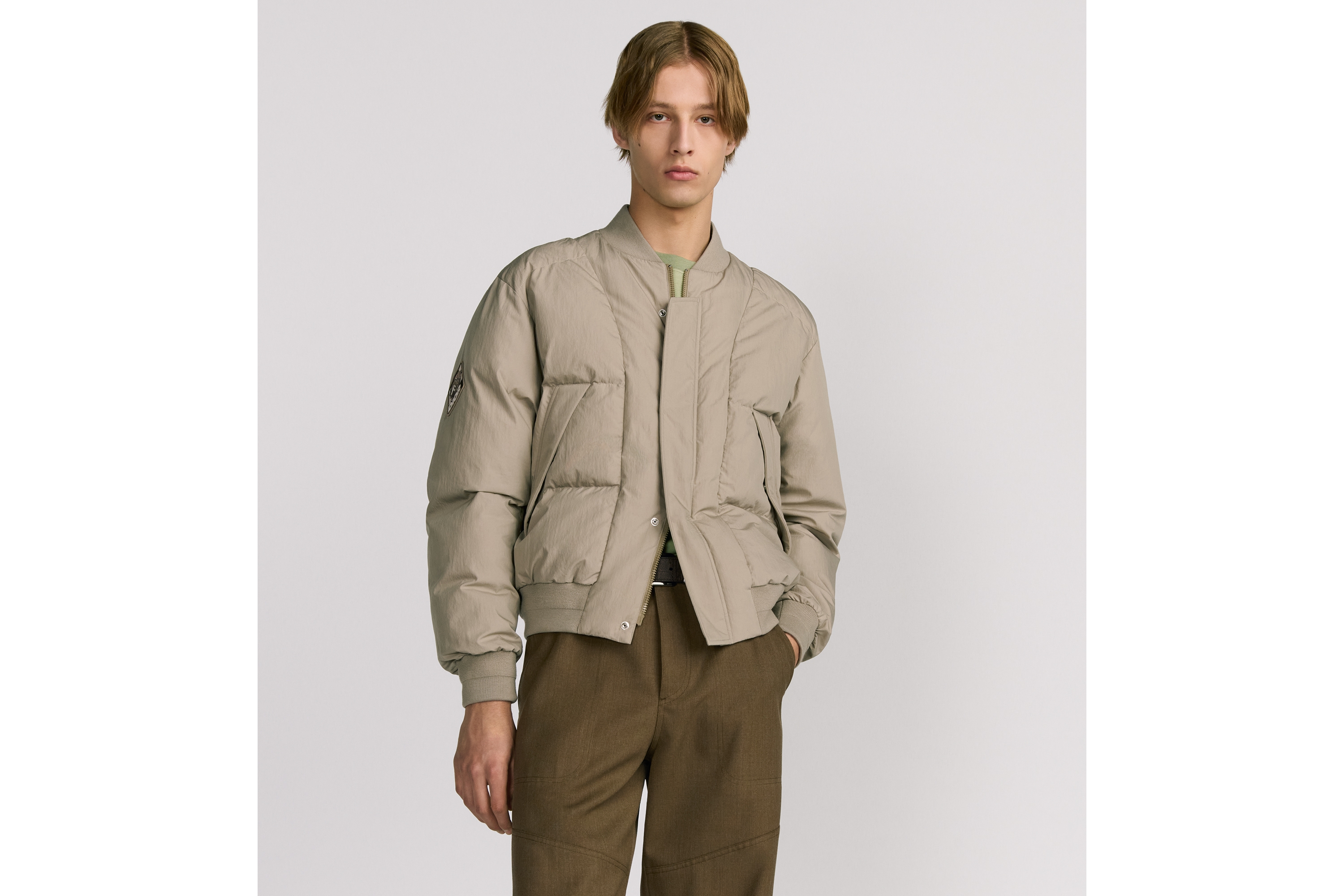 绗缝短夹克 米色棉质混纺面料 Dior Mountain 刺绣 E01