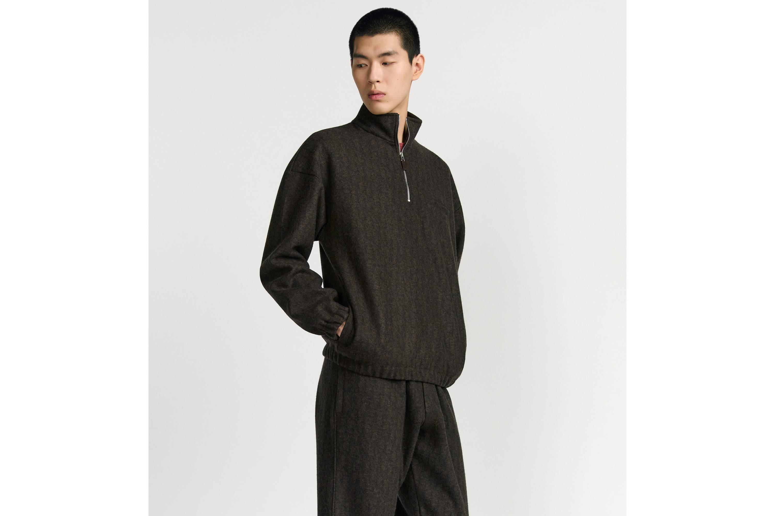 Dior Icons 卫衣 棕色山羊绒混纺提花面料 E07