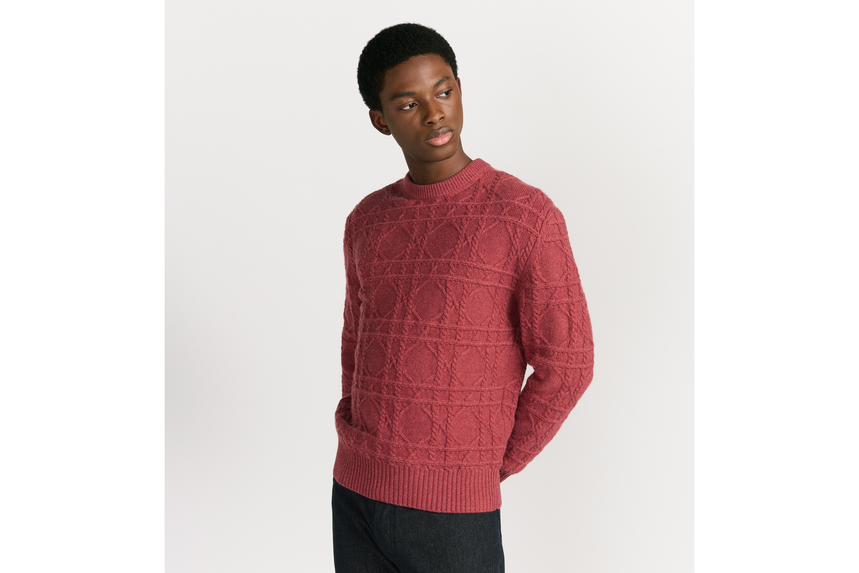 look_image_alt_prefix Dior Icons 针织衫 粉色山羊绒绞花针织面料藤格纹 E07