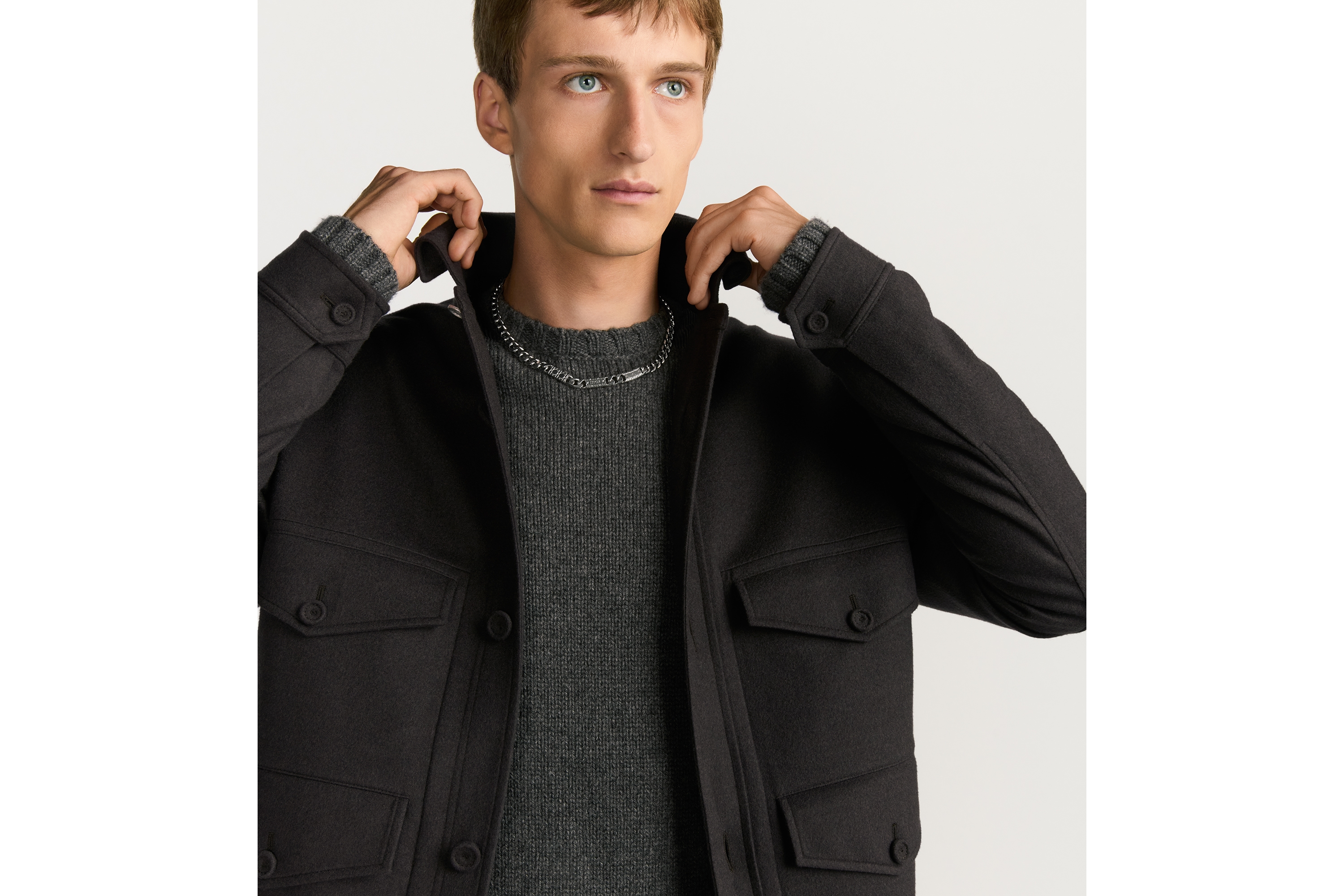 look_image_alt_prefix Dior Icons 猎装风格夹克 棕色山羊绒混纺面料 E04