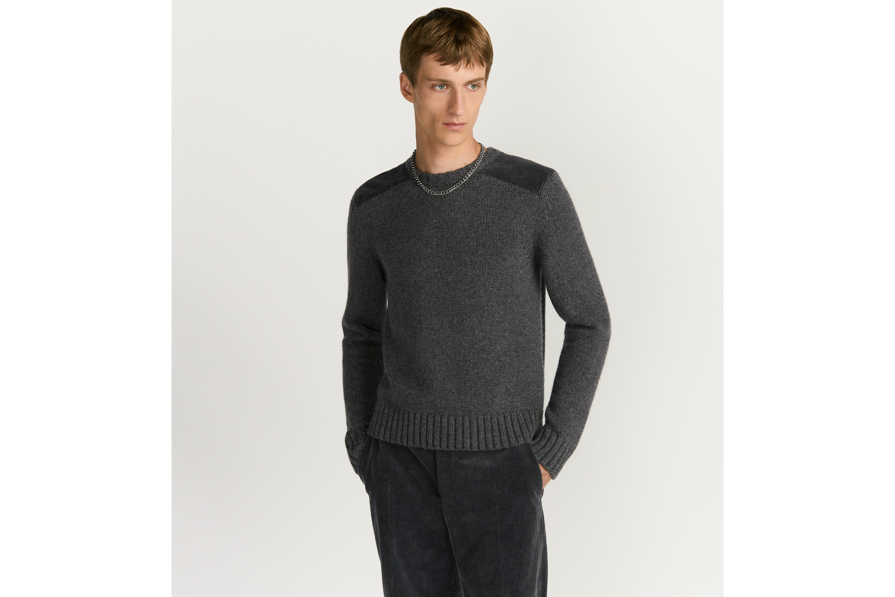 look_image_alt_prefix Dior Icons 针织衫 灰色山羊绒平纹针织面料 E07