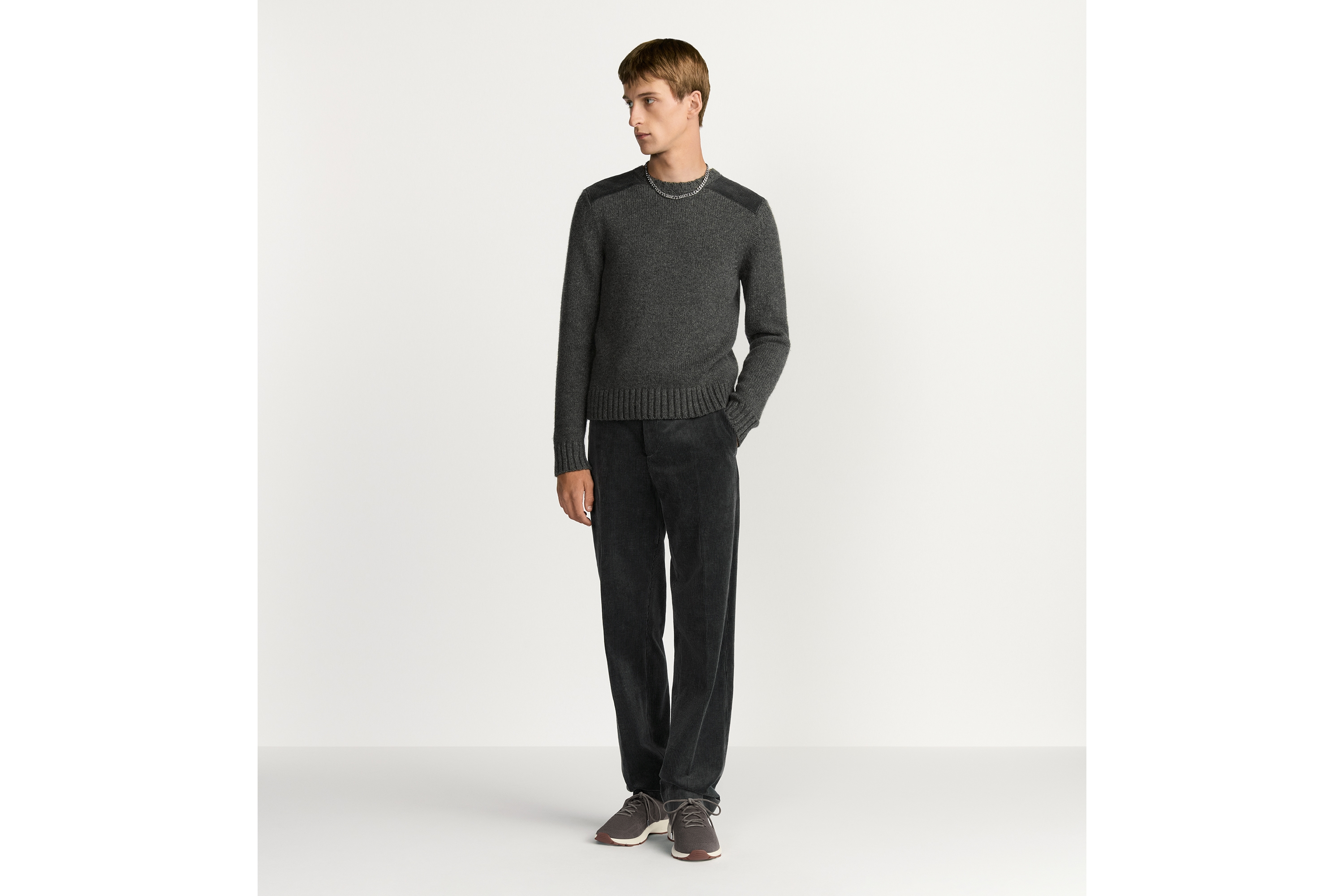 look_image_alt_prefix Dior Icons 针织衫 灰色山羊绒平纹针织面料 E08