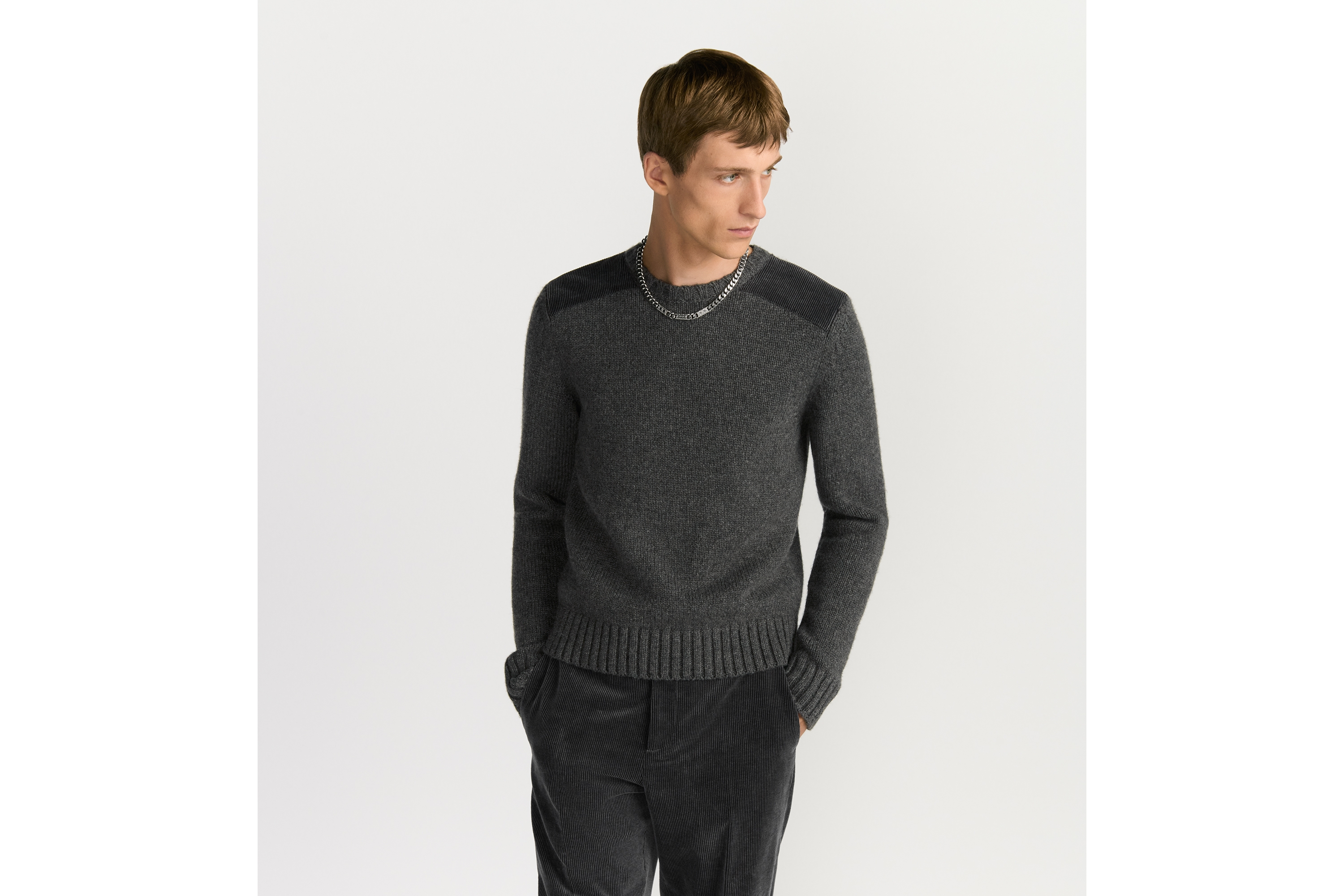 look_image_alt_prefix Dior Icons 针织衫 灰色山羊绒平纹针织面料 E09