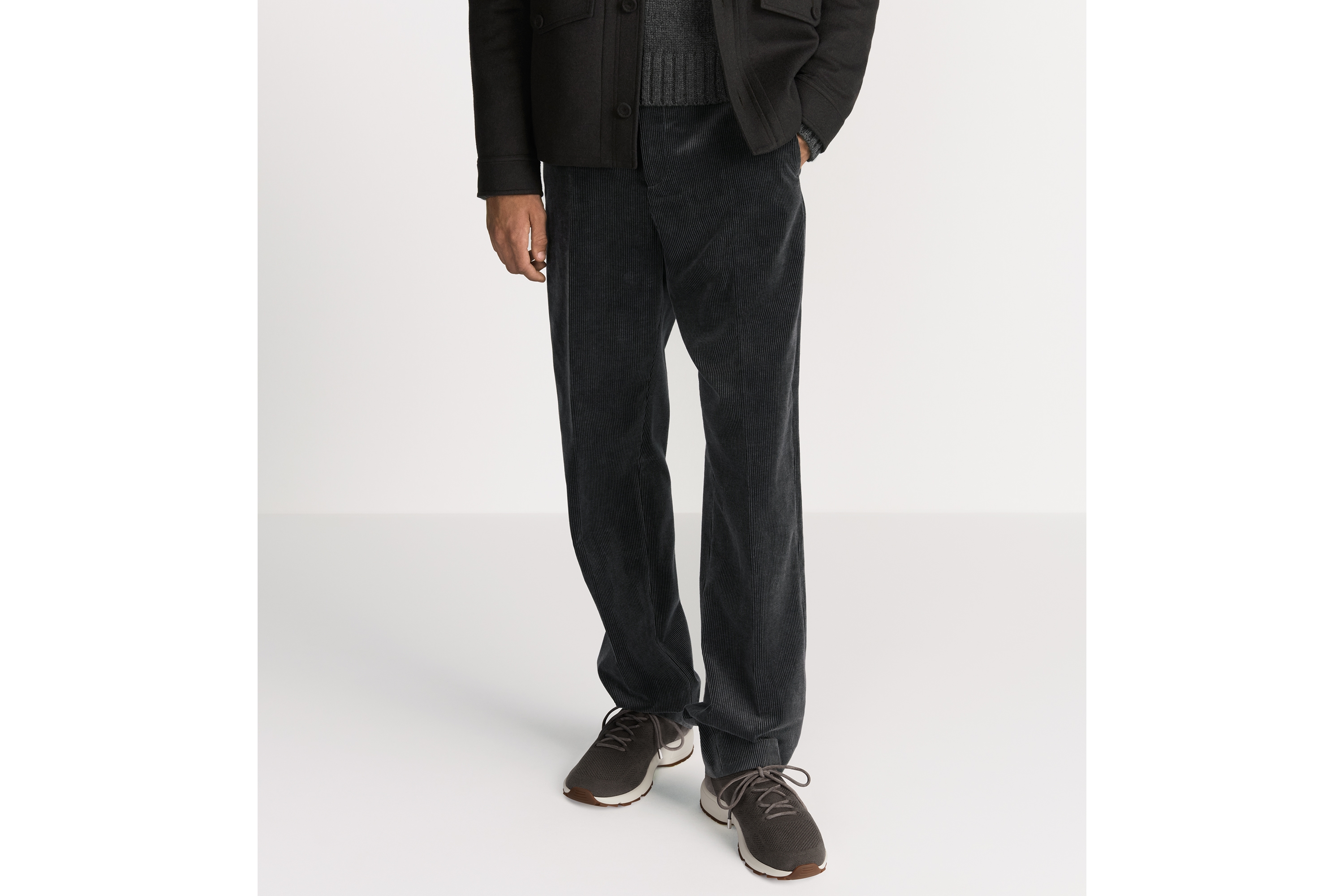 look_image_alt_prefix Dior Icons 长裤 灰色棉质混纺灯芯绒 E13