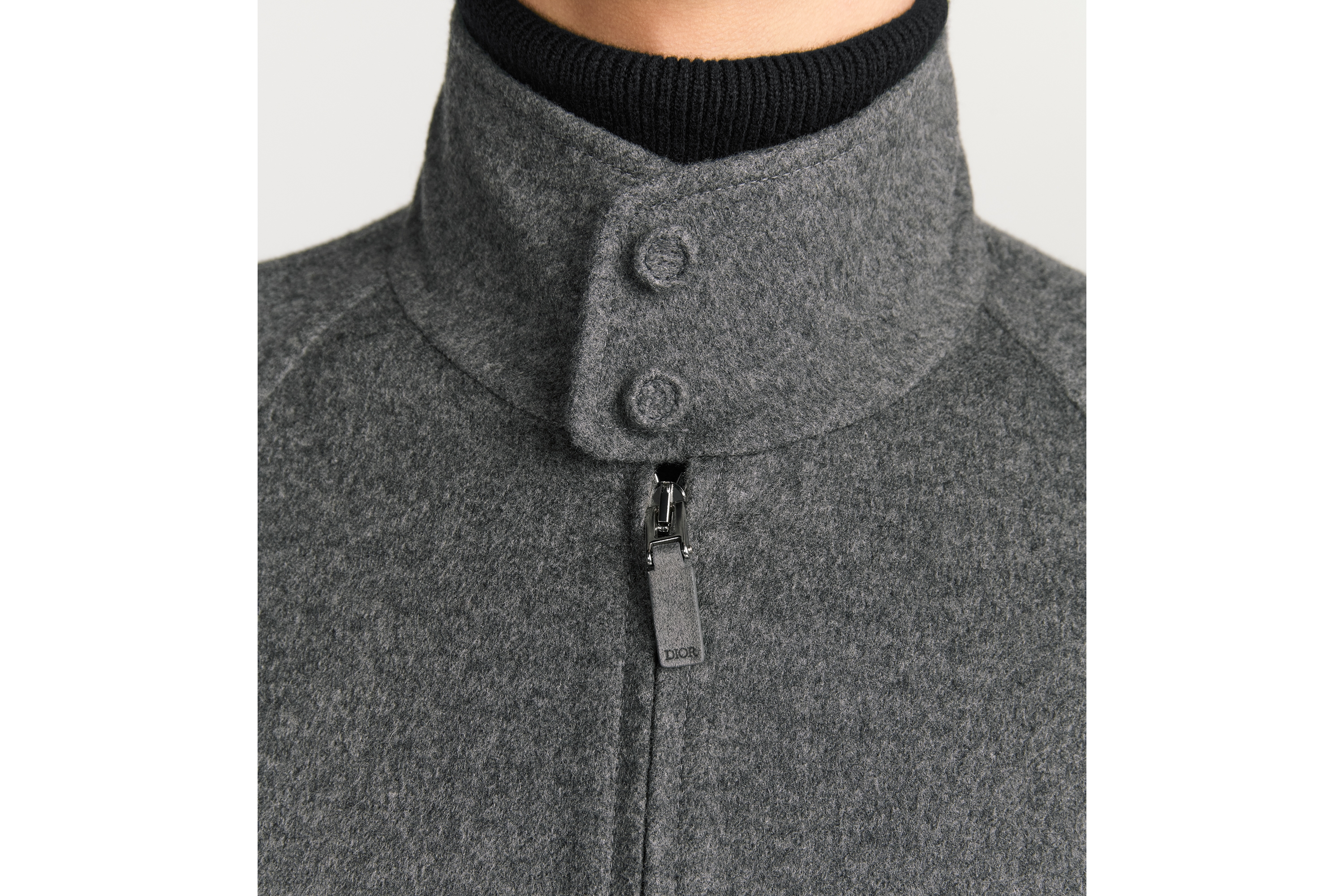 Dior Icons 哈灵顿夹克 灰色绵羊毛和山羊绒混纺面料 E04