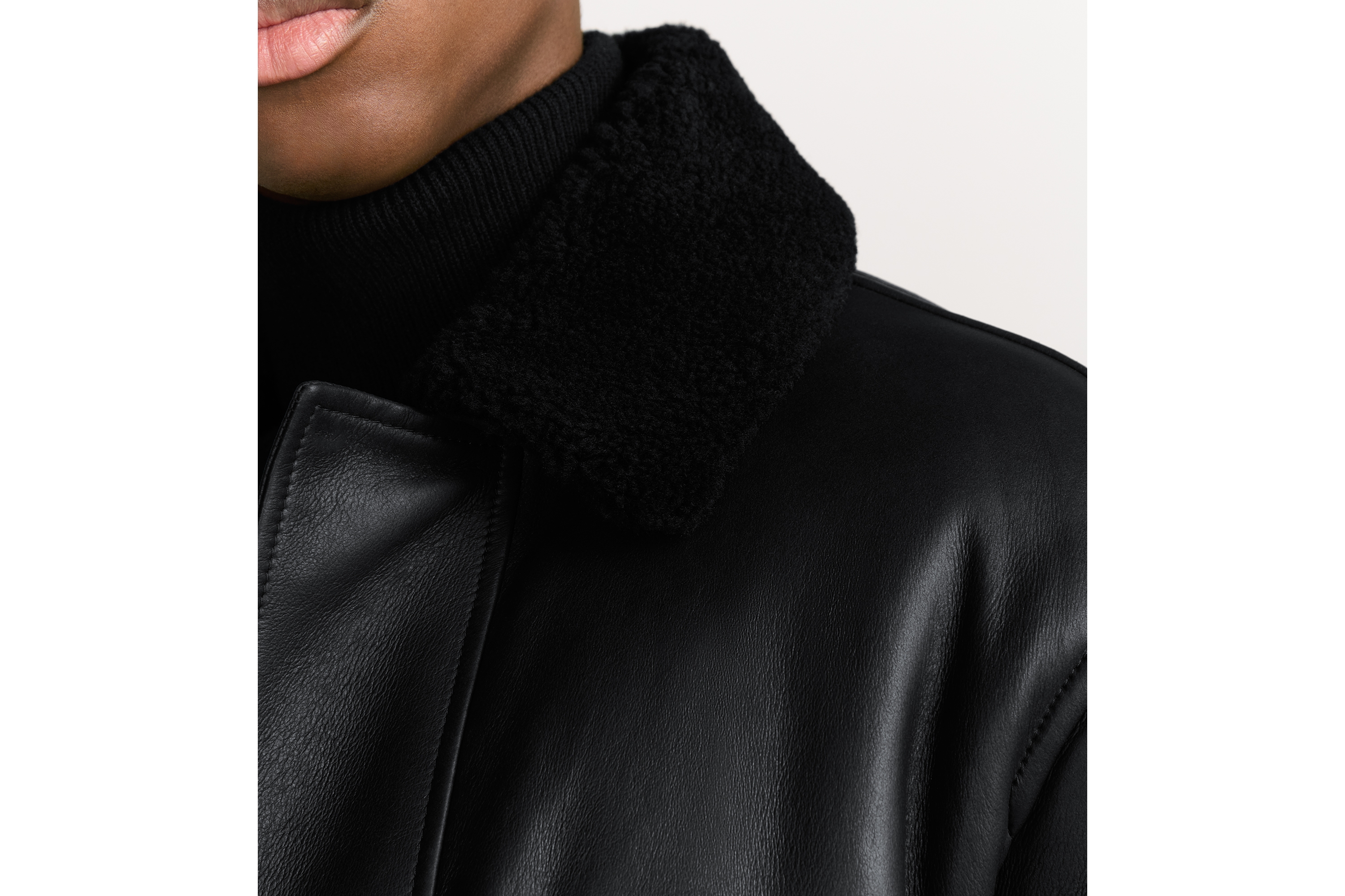 look_image_alt_prefix Dior Icons 派克大衣 黑色羊皮革皮毛一体 E04