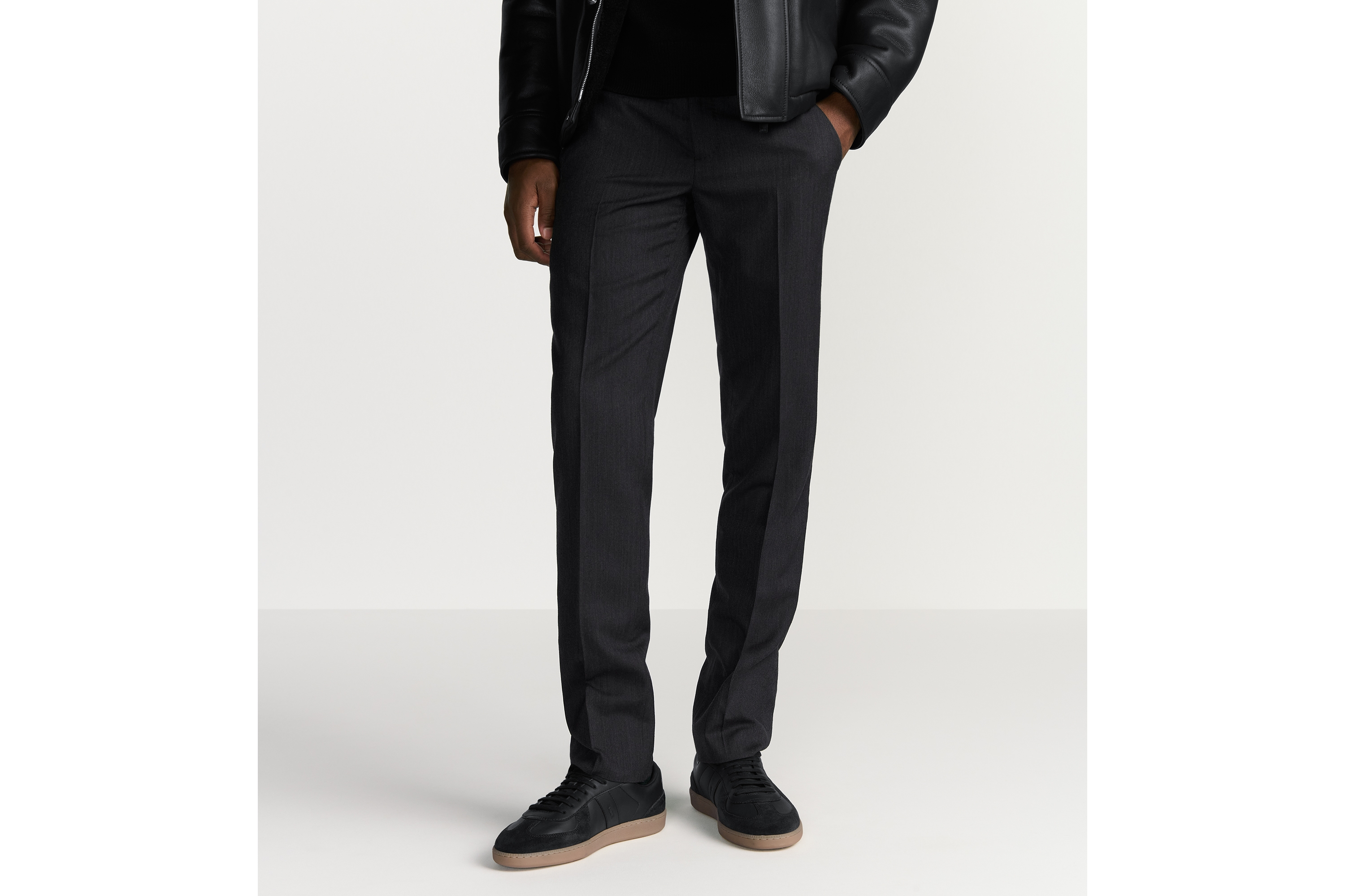 Dior Icons 长裤 煤灰色山羊绒混纺面料 E13