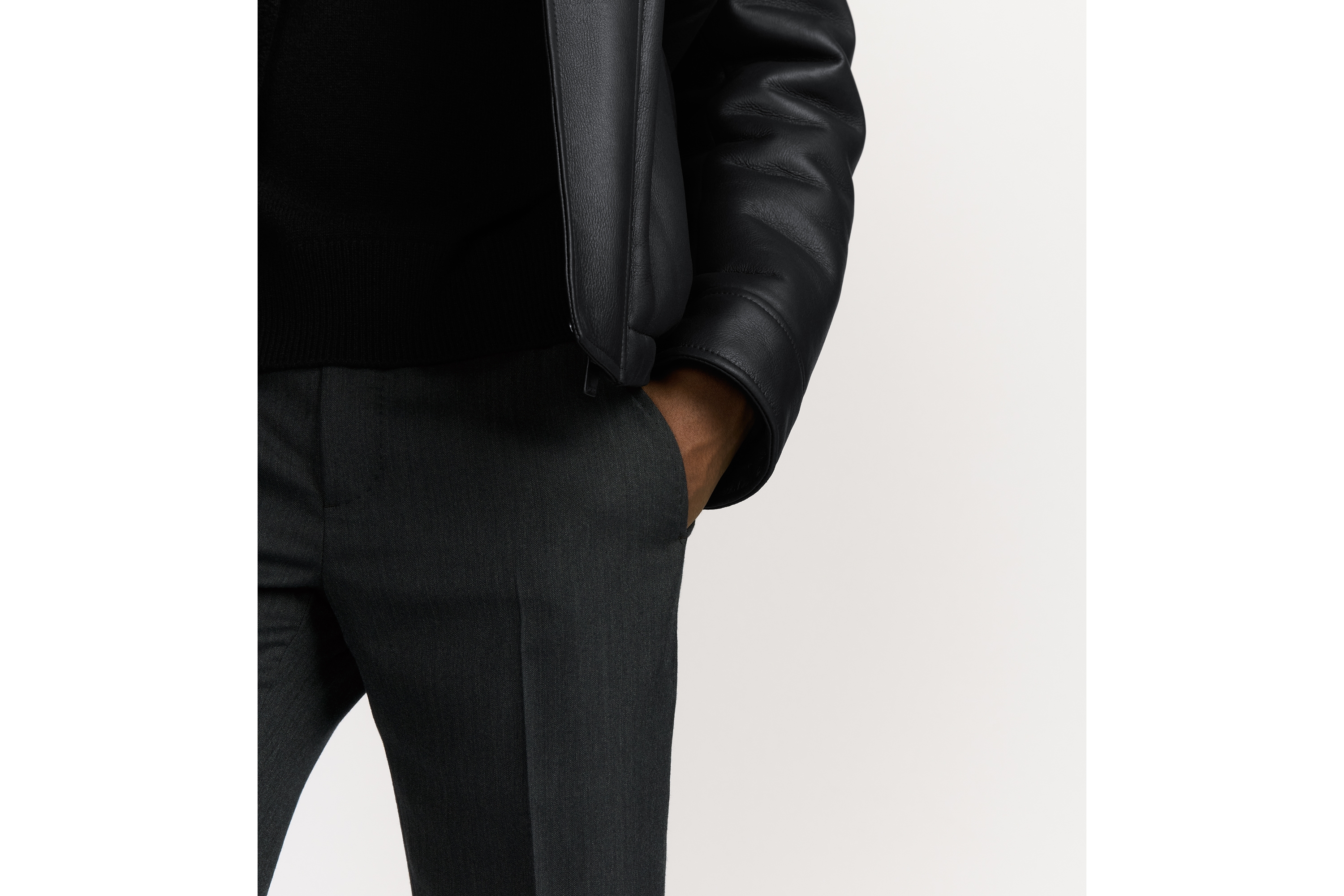 Dior Icons 长裤 煤灰色山羊绒混纺面料 E16