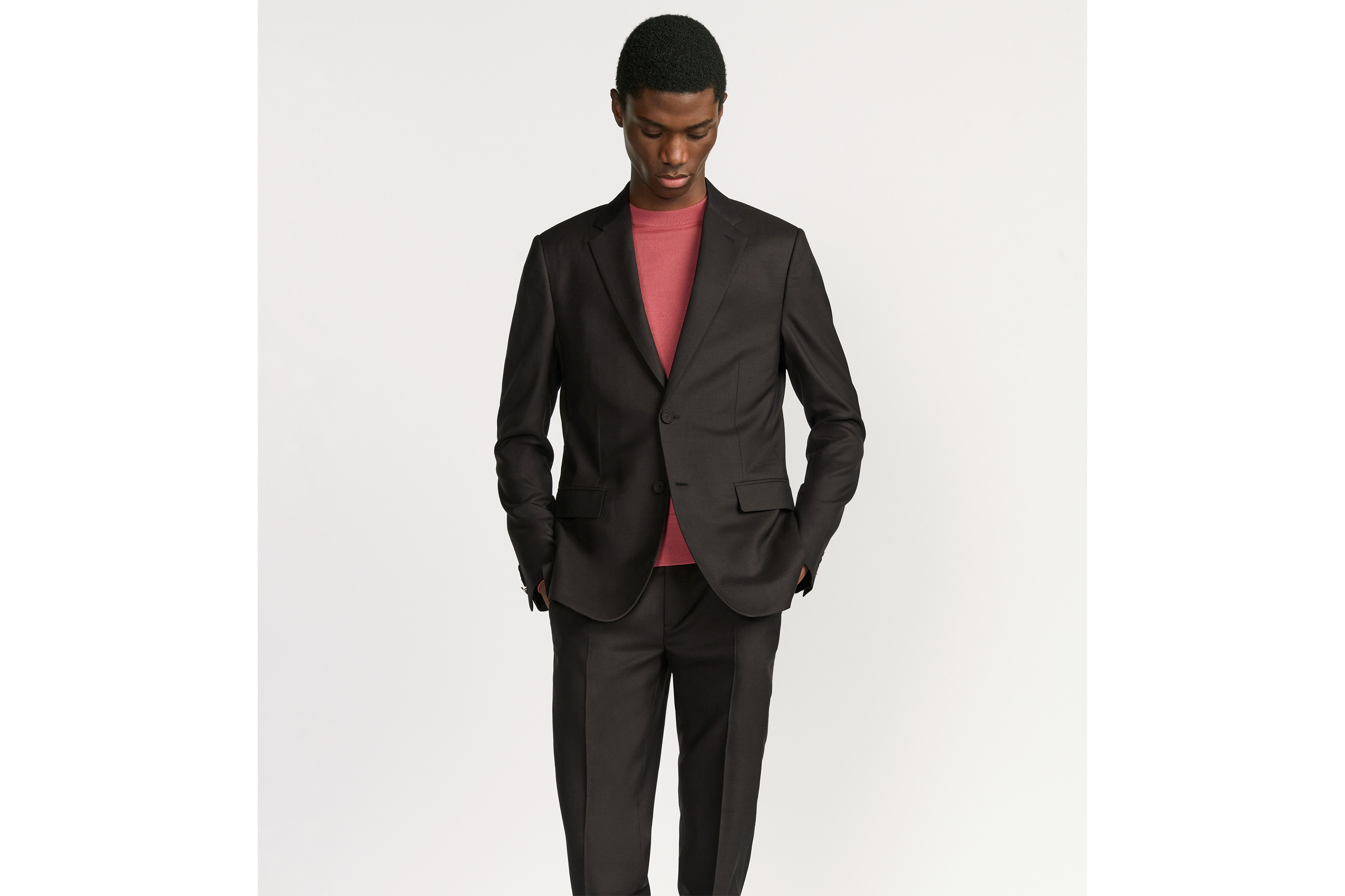 Dior Icons 单西 棕色山羊绒混纺斜纹面料 E01