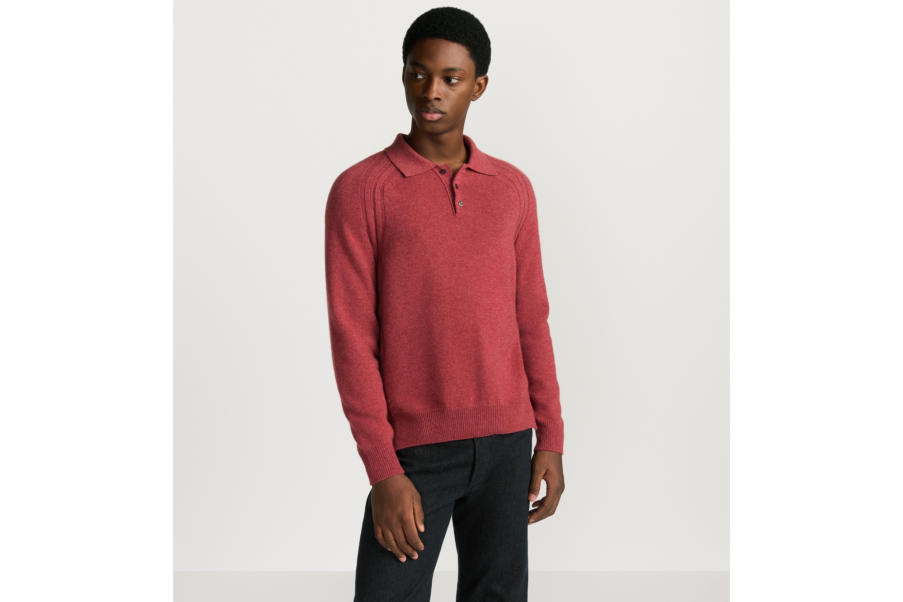 look_image_alt_prefix Dior Icons 长袖 Polo 衫 粉色山羊绒平纹针织面料 E07