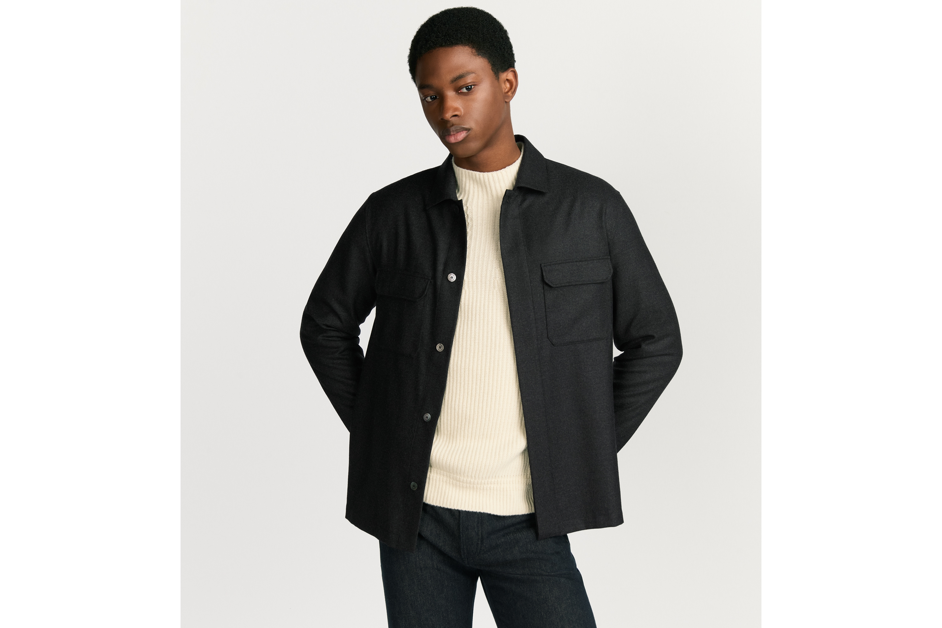 look_image_alt_prefix Dior Icons 外套衬衫 煤灰色法兰绒 E01