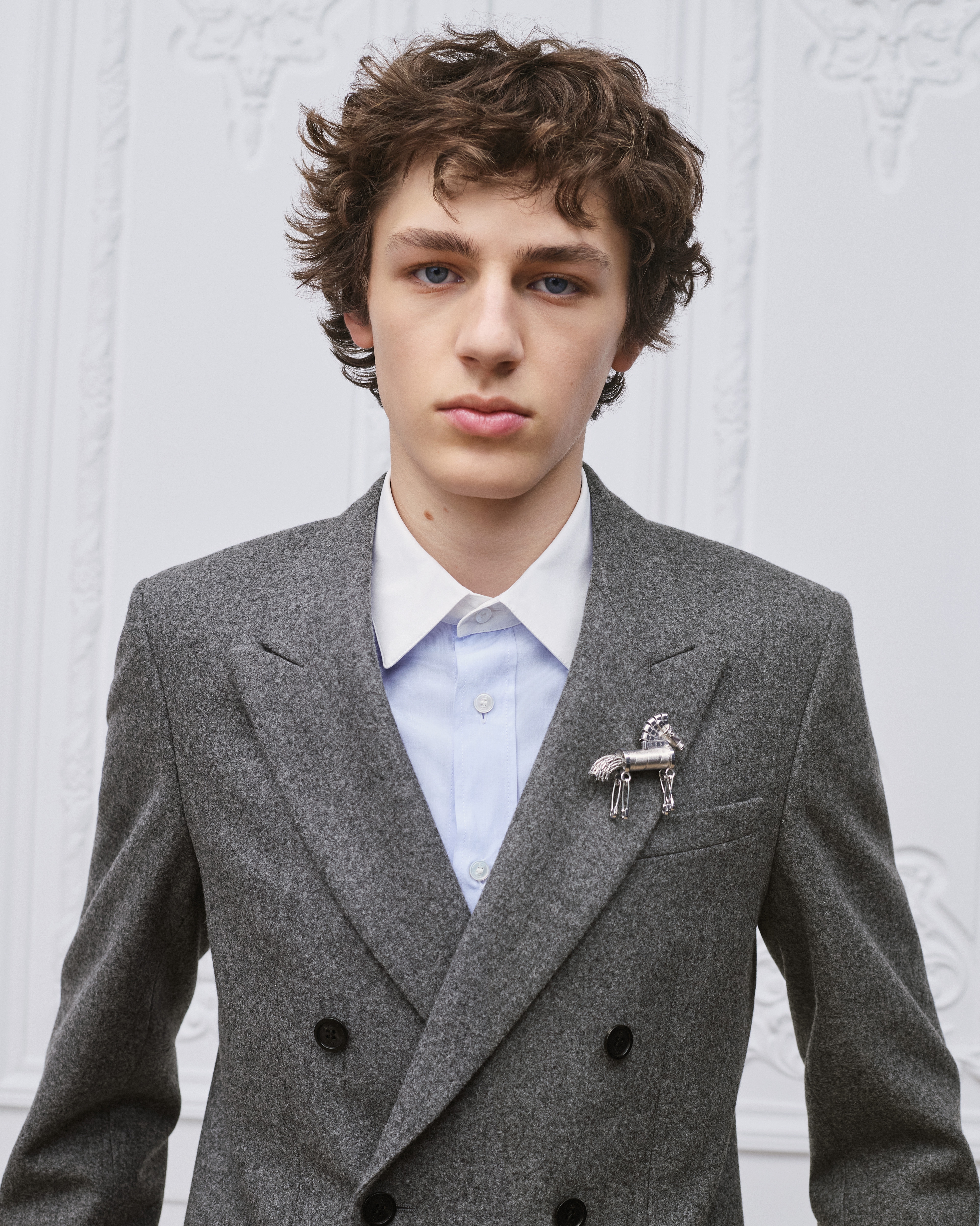 look_image_alt_prefix 宽松长裤 煤灰色绵羊毛法兰绒面料 E41