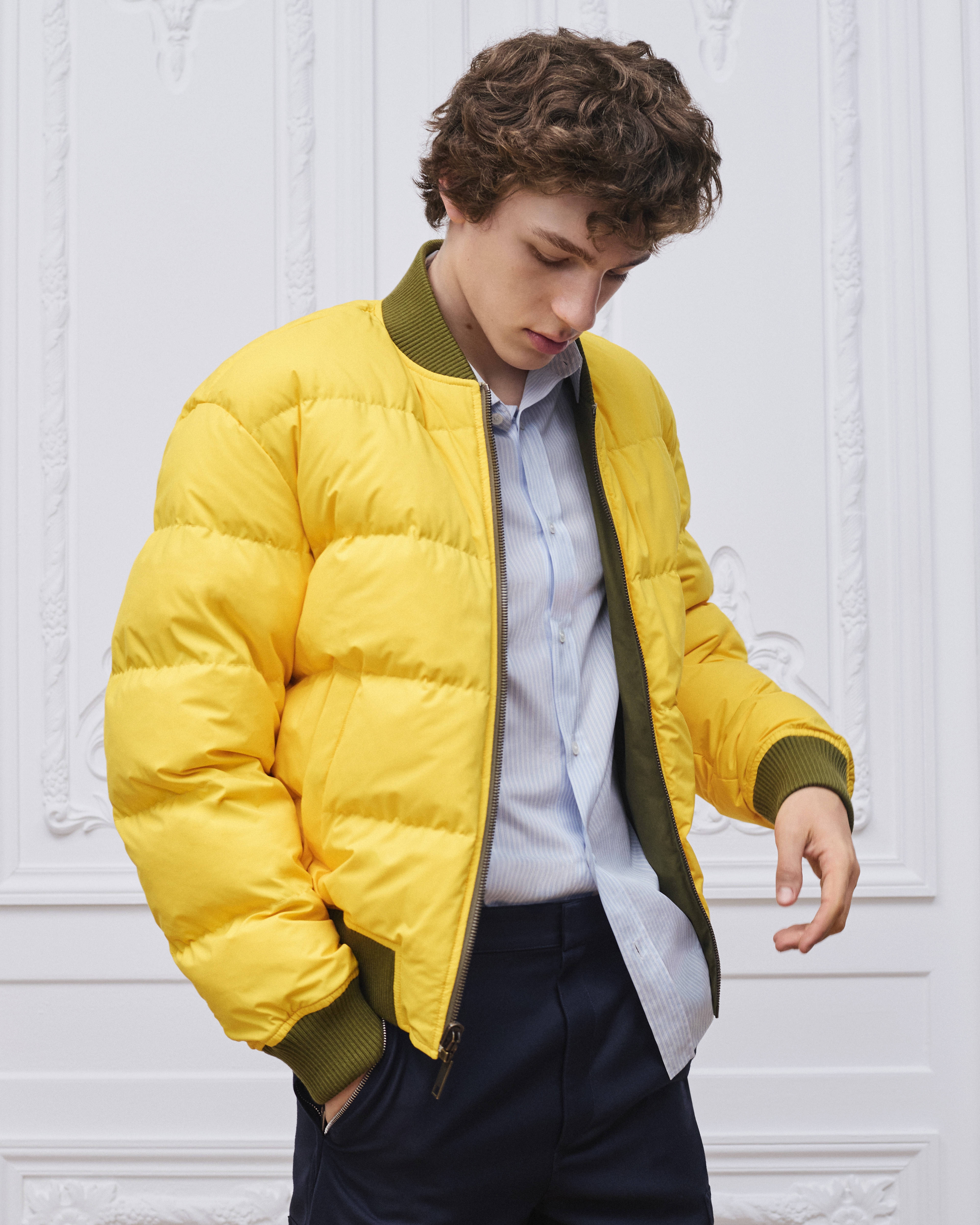 双面飞行员夹克 绿色棉质混纺面料 Book Cover 图案刺绣 E01