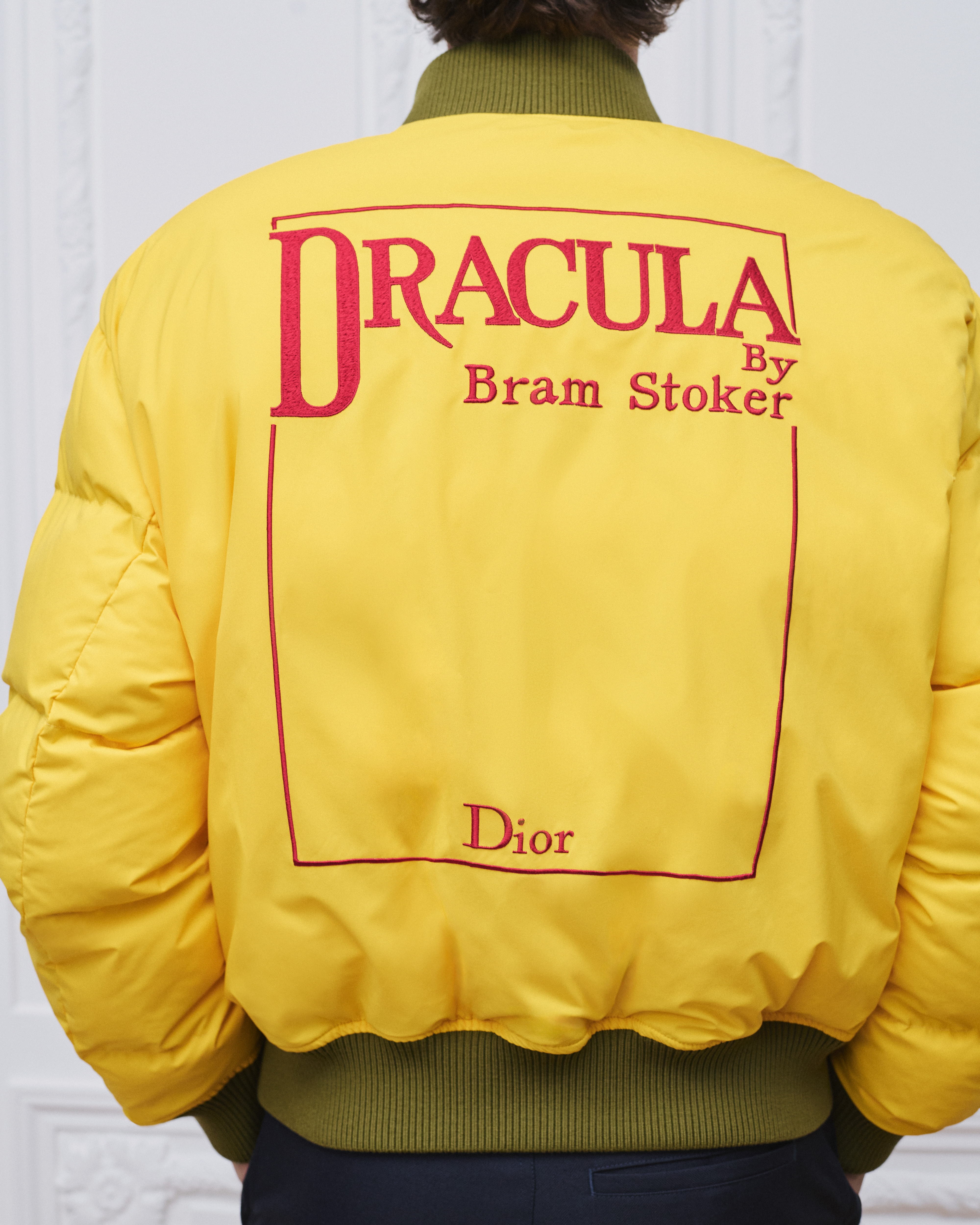 双面飞行员夹克 绿色棉质混纺面料 Book Cover 图案刺绣 E03