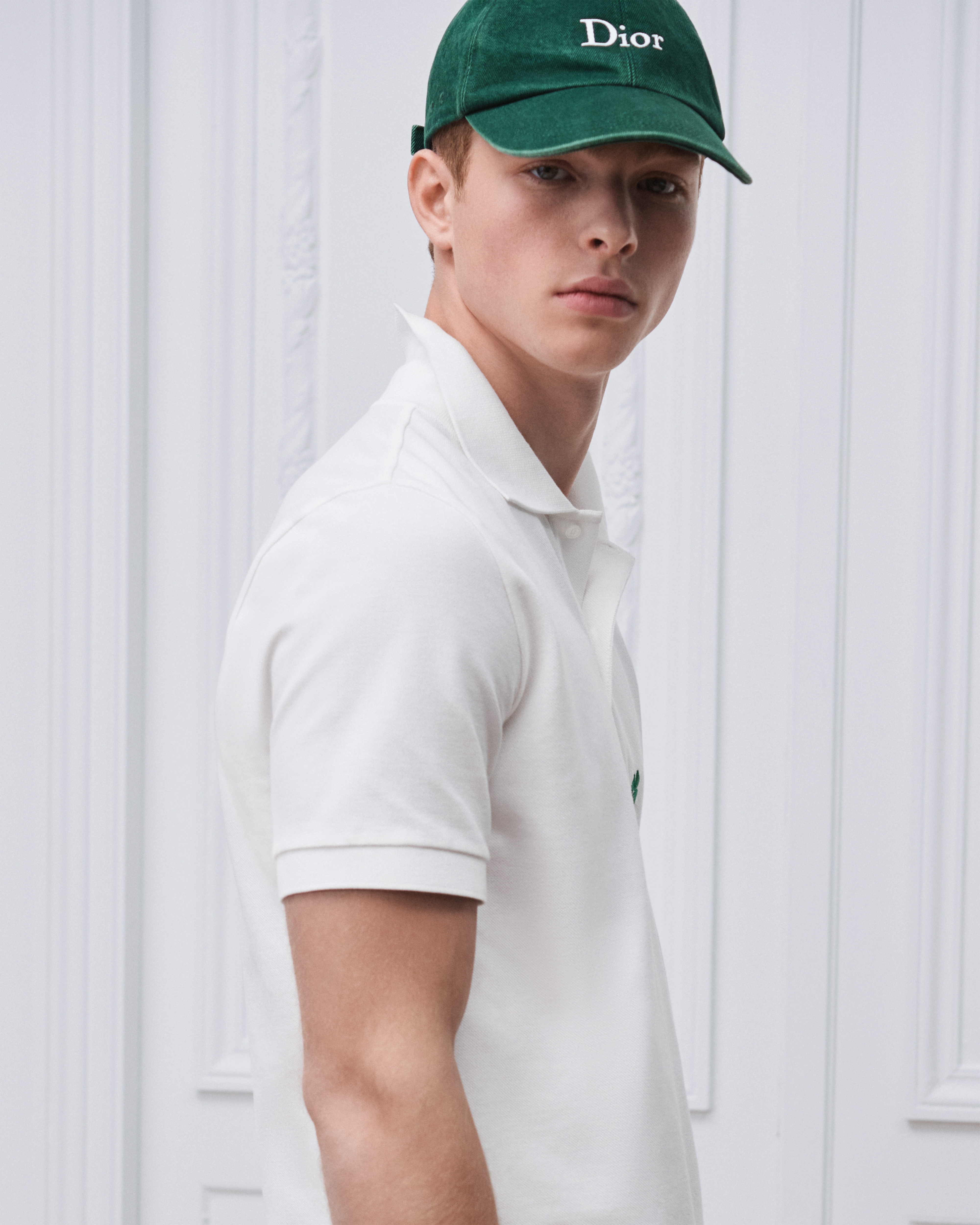 look_image_alt_prefix Polo 衫 白色棉质珠地布 Dior Clover 图案刺绣 E12