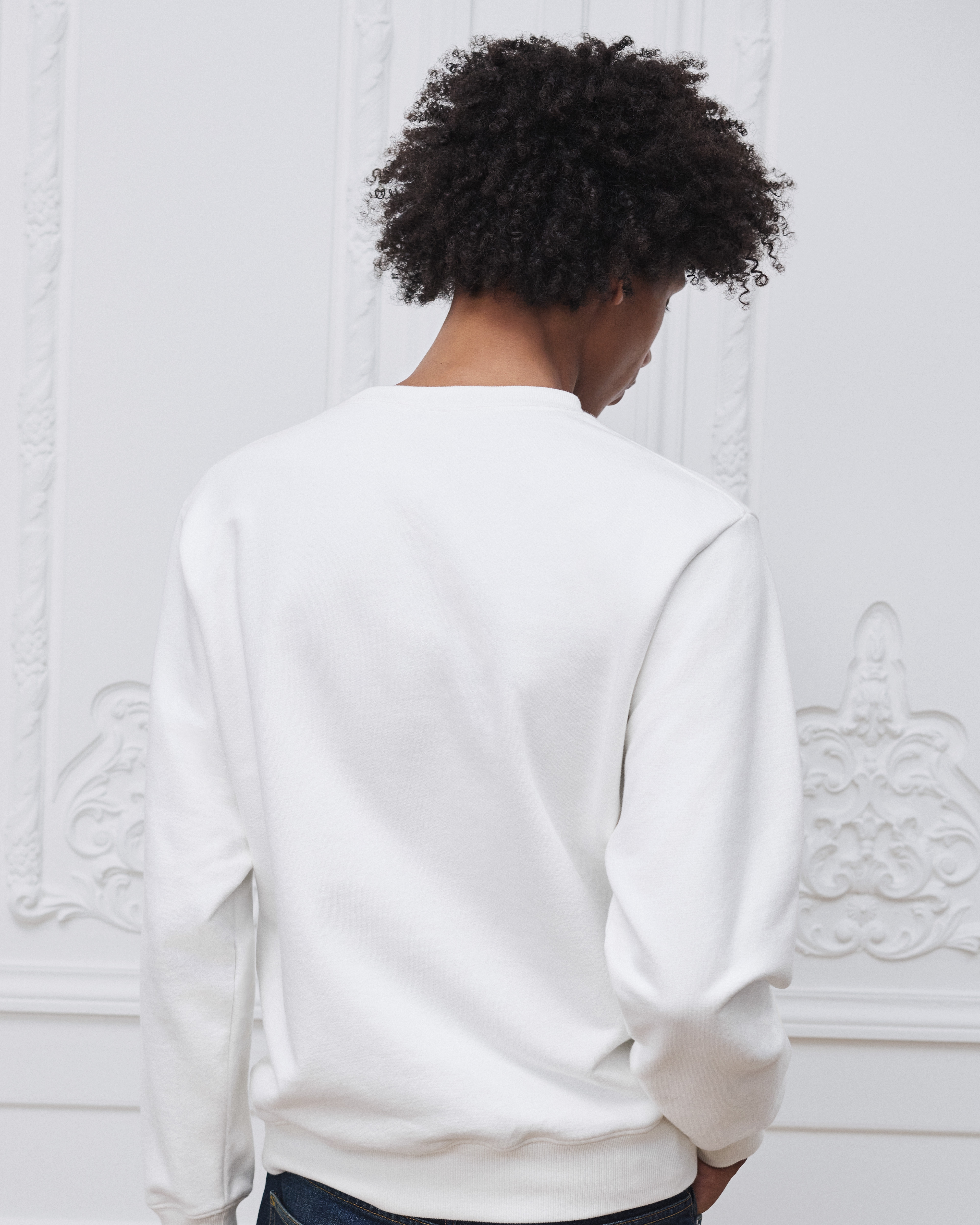 look_image_alt_prefix 卫衣 白色棉质起绒面料 Dior Clover 图案刺绣 E09