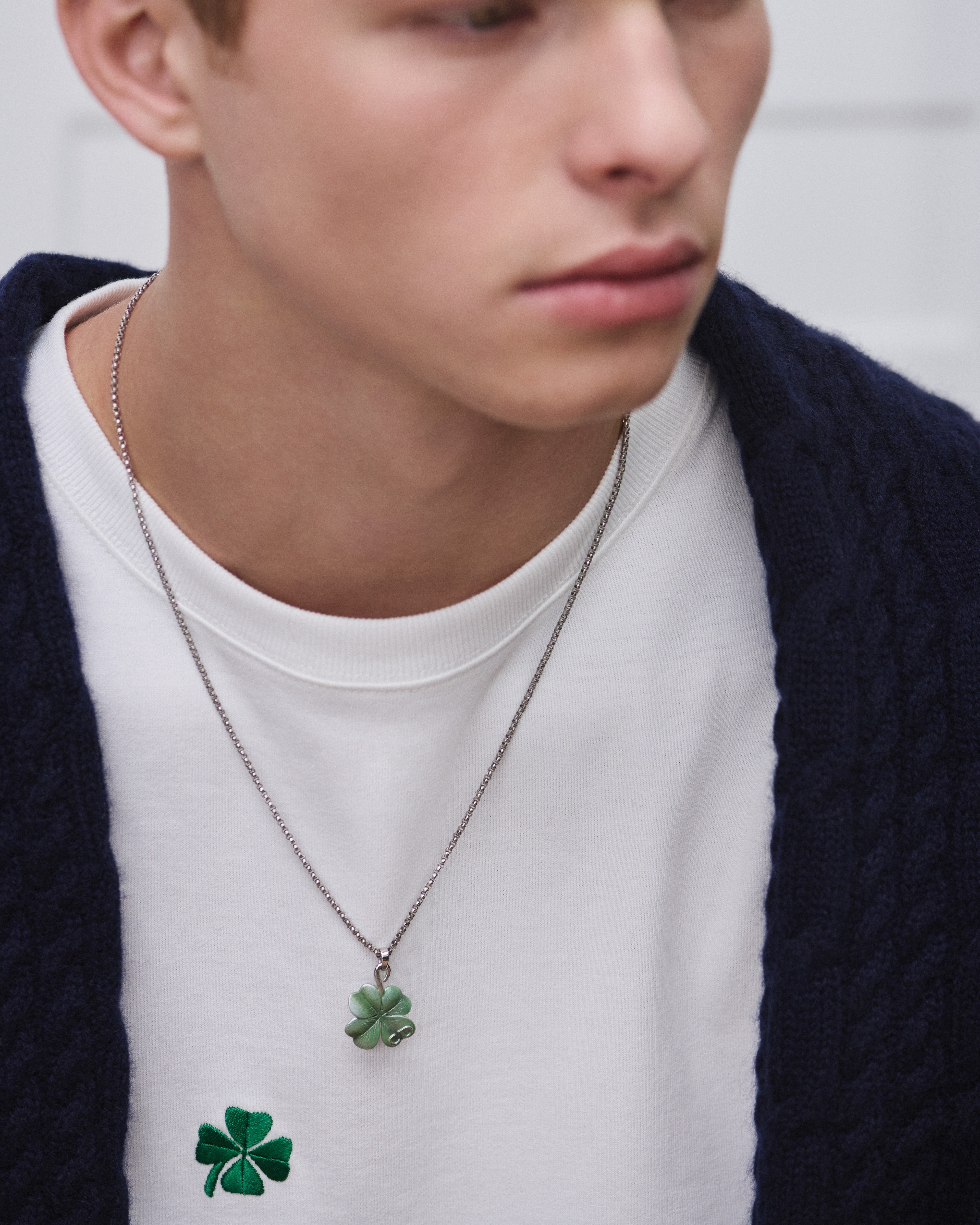 look_image_alt_prefix Dior Trèfle 吊坠项链 银质和绿色人工树脂 E39