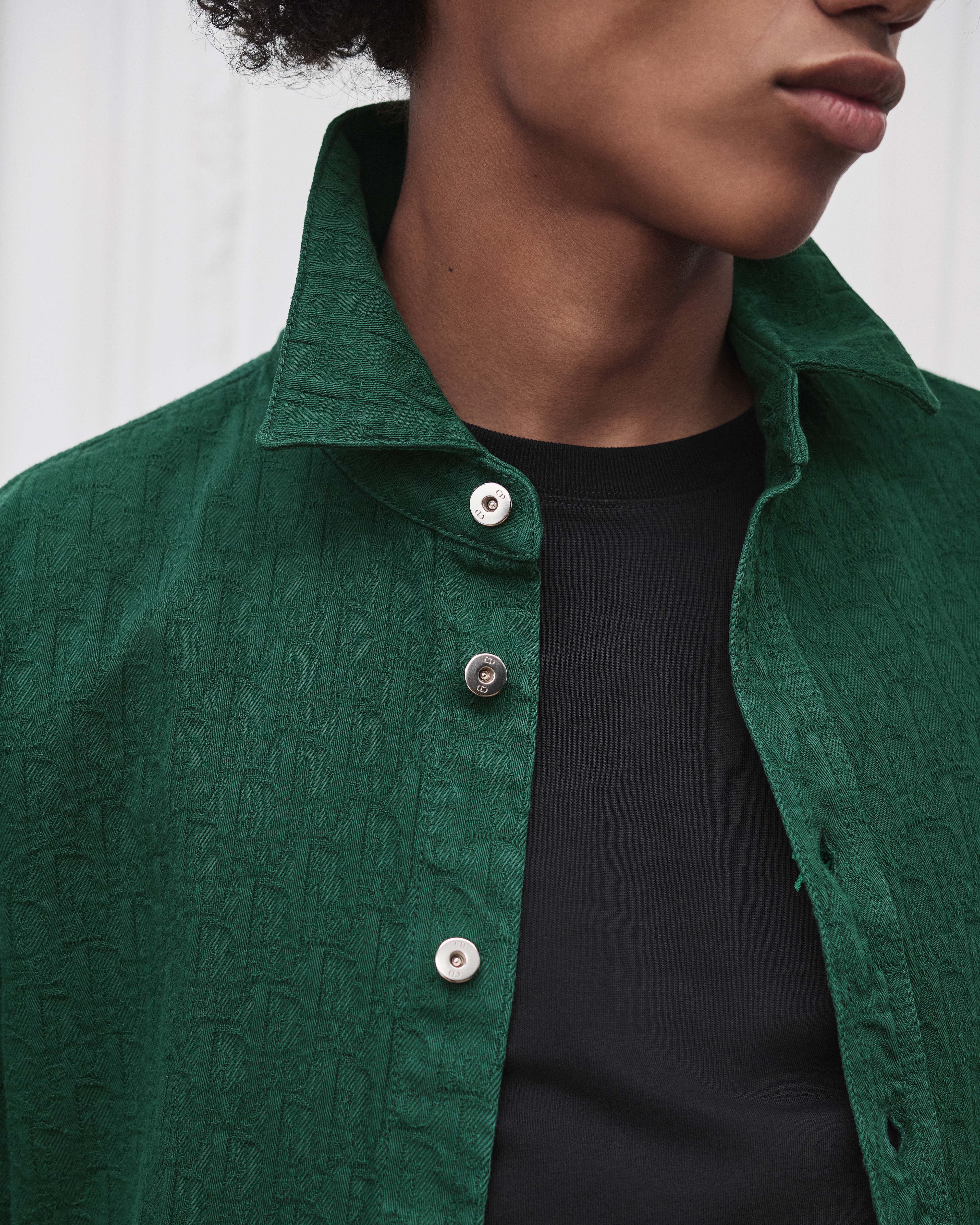 look_image_alt_prefix 衬衫 深绿色棉质面料 Oblique 印花 E04