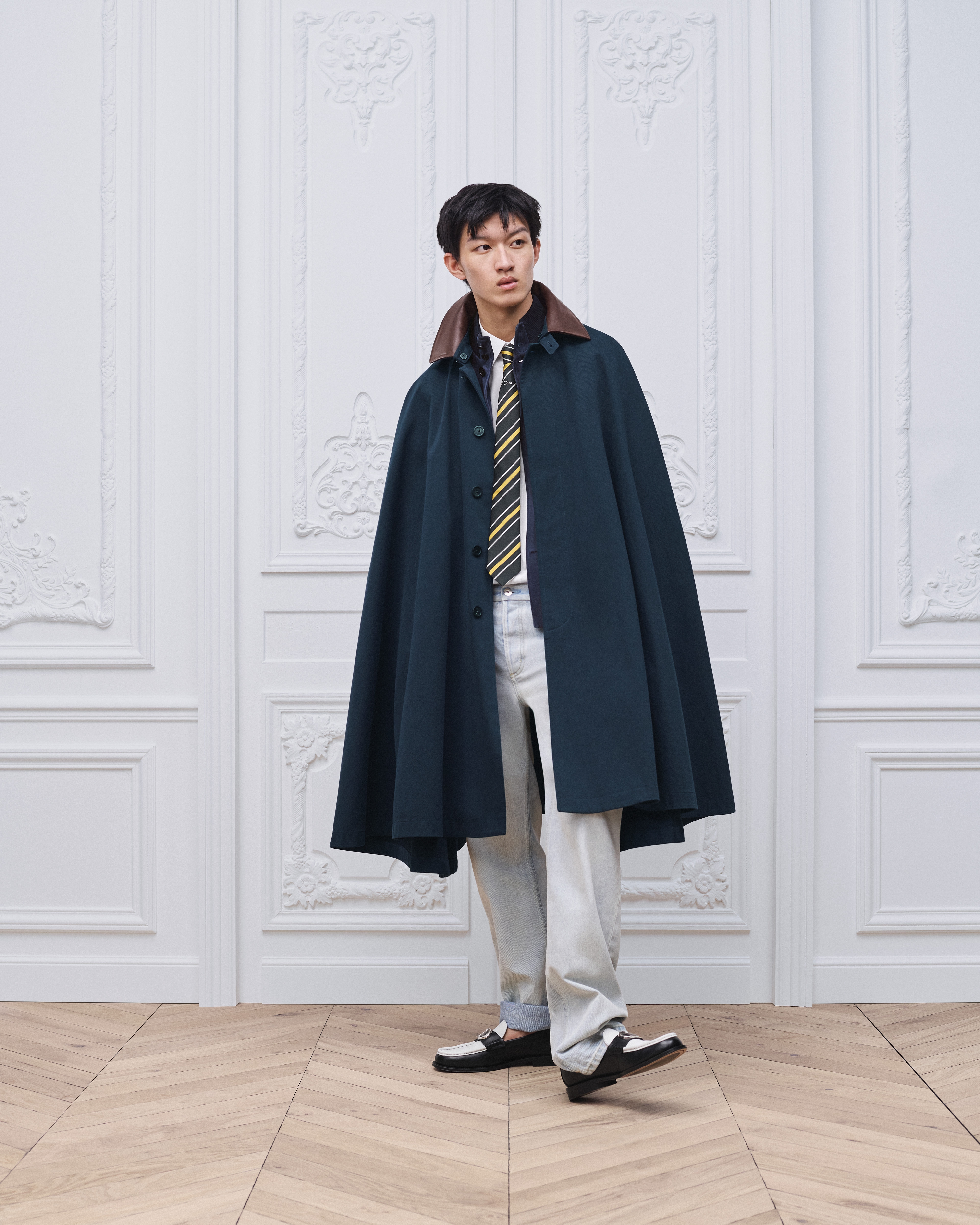 大衣蓝色棉质斜纹面料Dior 刺绣| DIOR