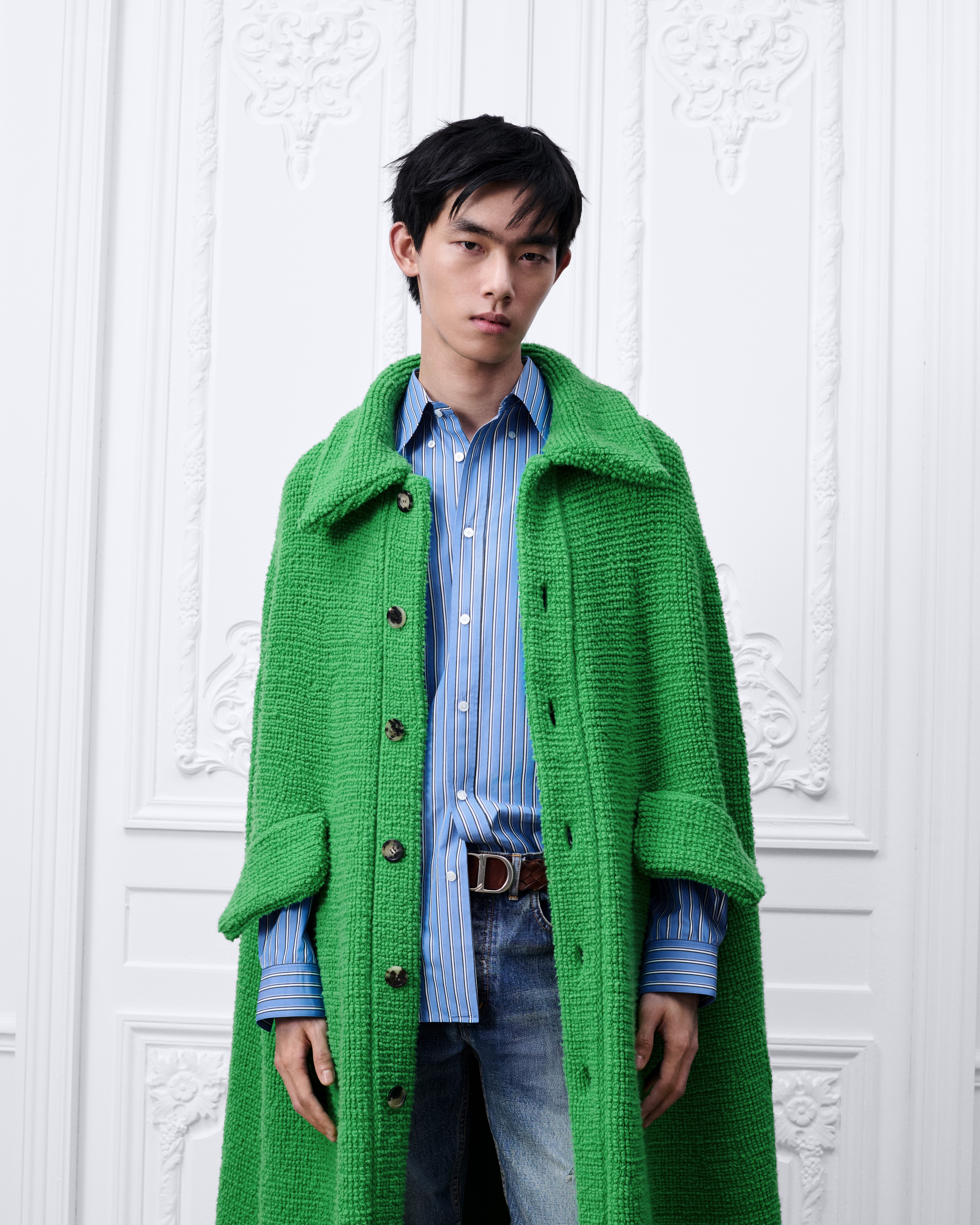 斗篷 绿色山羊绒织物 E01