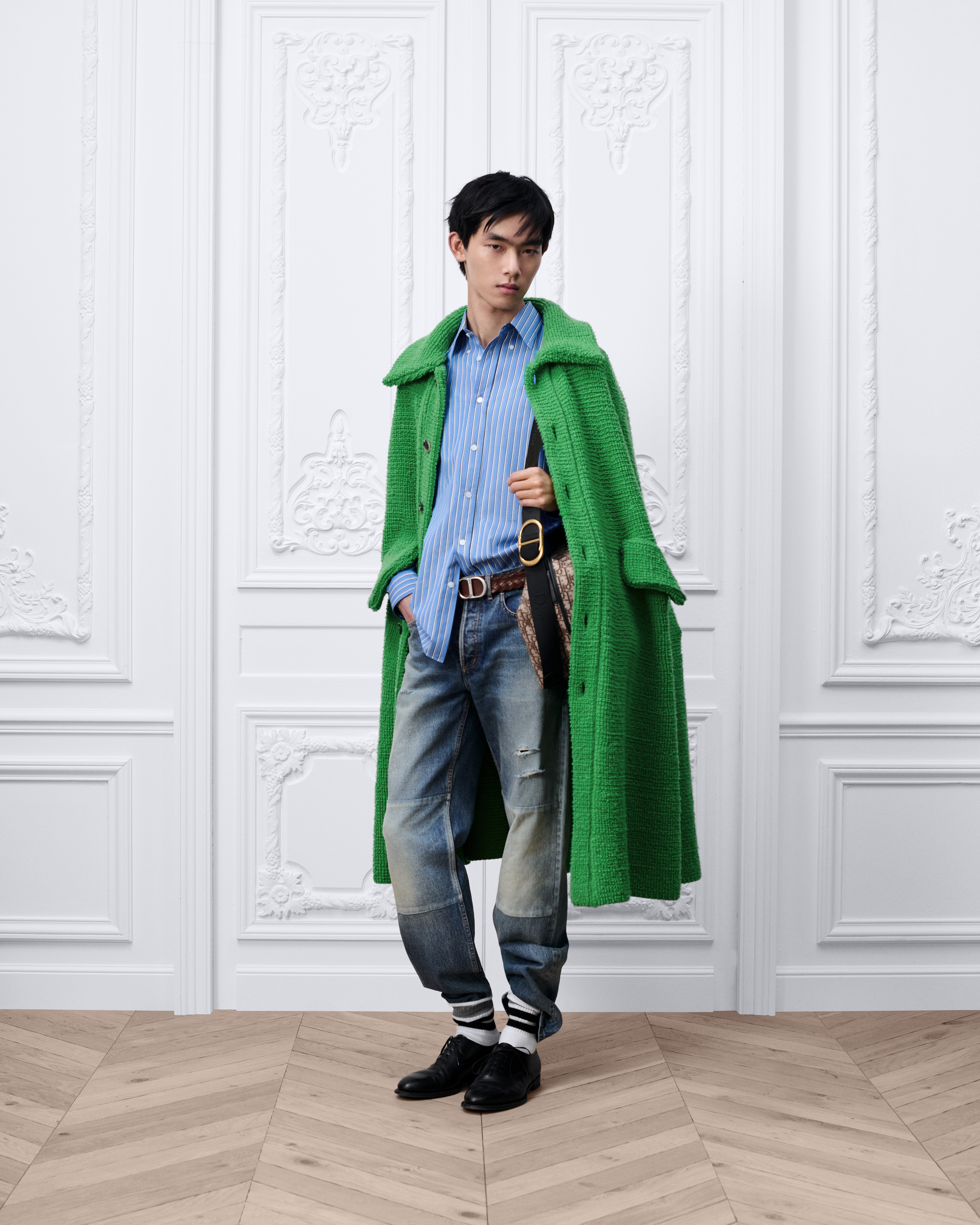 斗篷 绿色山羊绒织物 E02