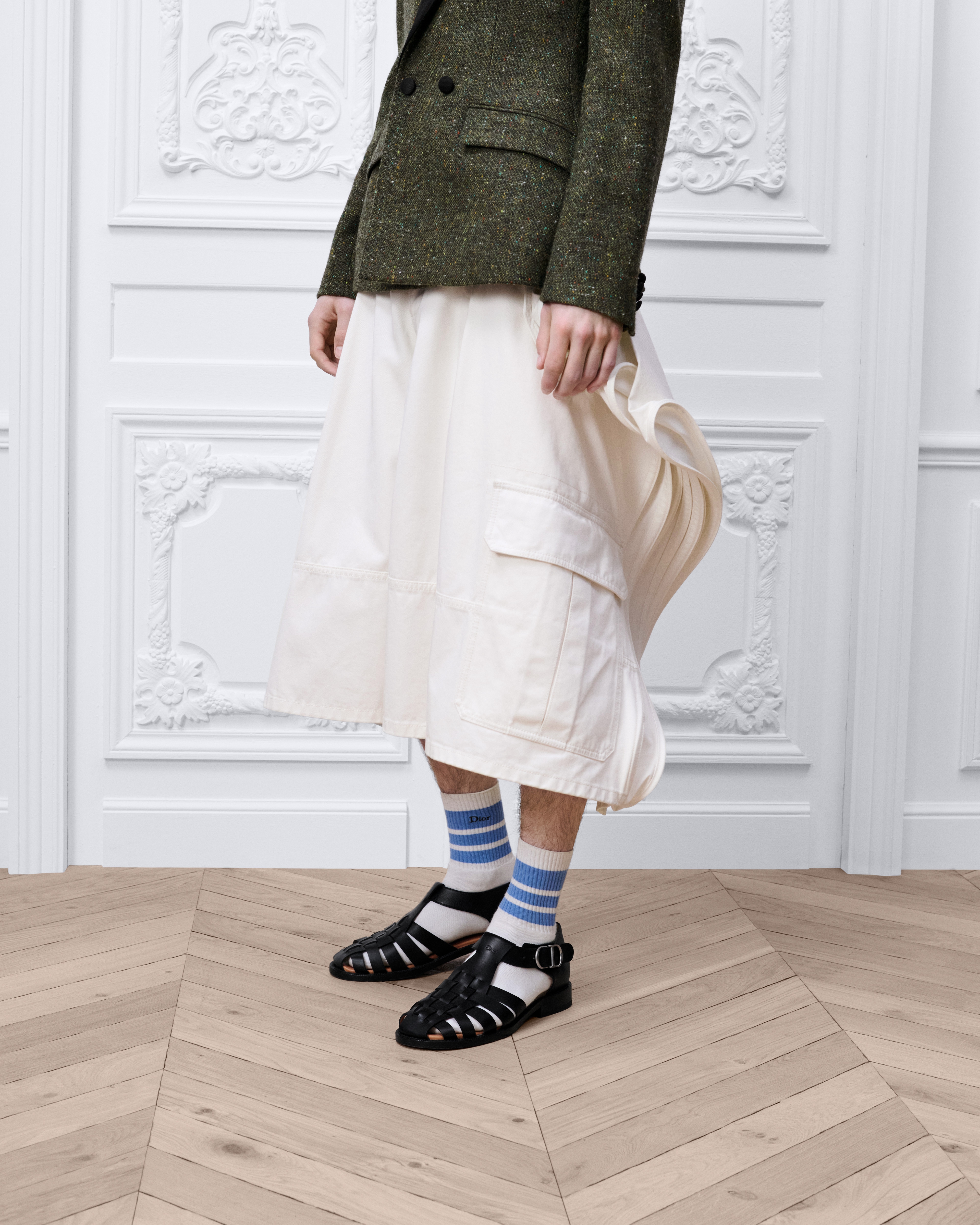 Delft 短裤 白色棉质斜纹面料 E13