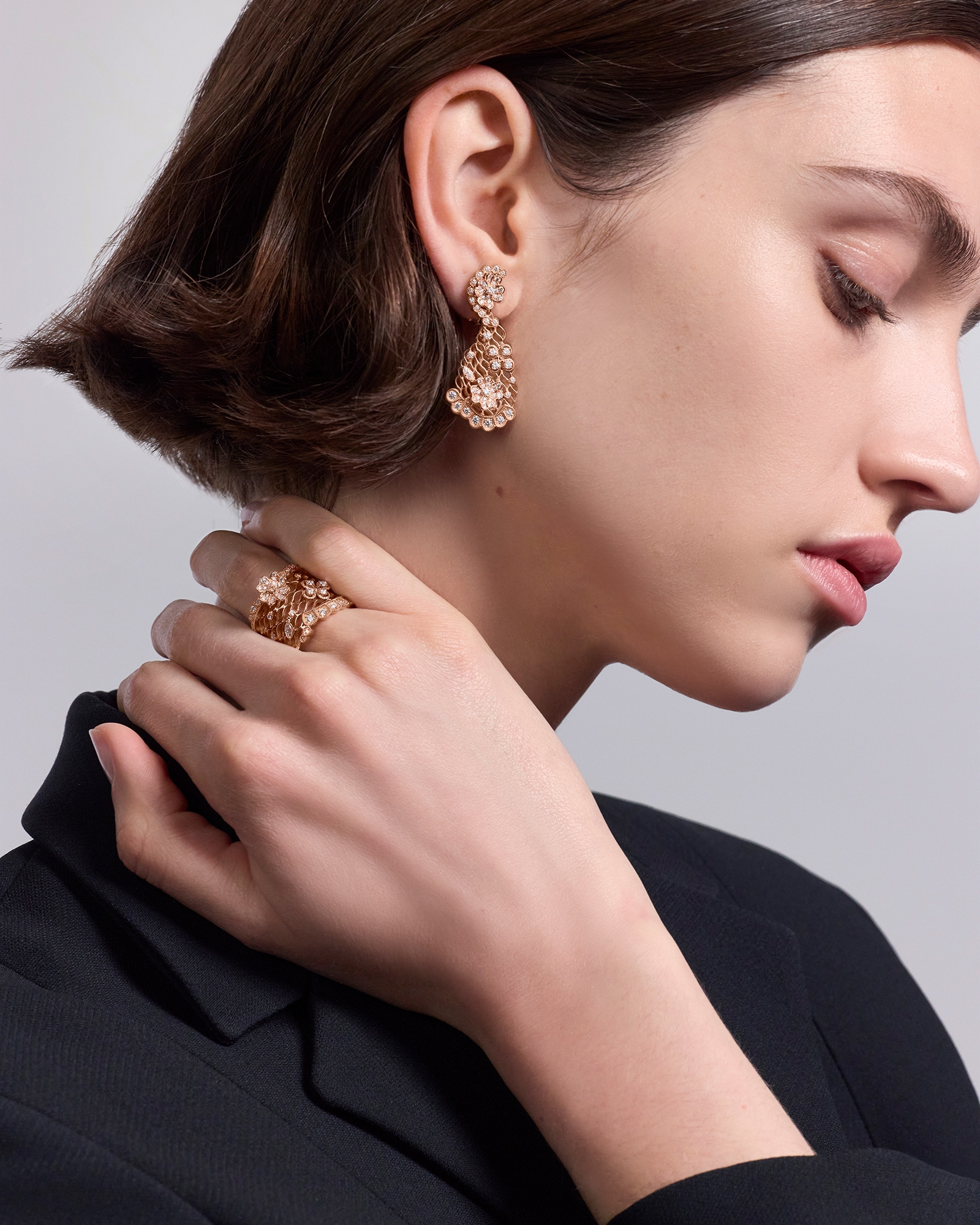 Couture Dior 耳环 玫瑰色 18K 金和钻石 E01