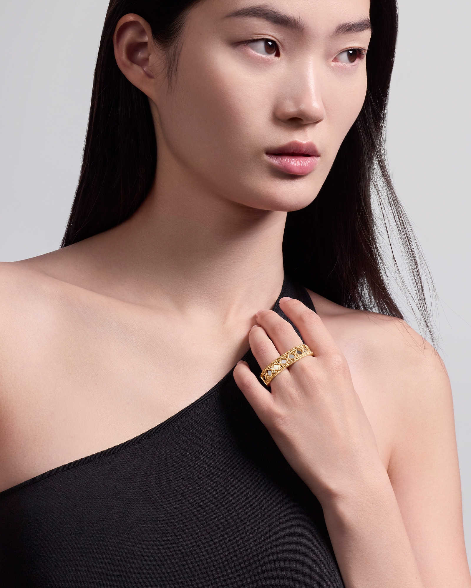 My Dior 戒指 黄色和白色 18K 金 E01